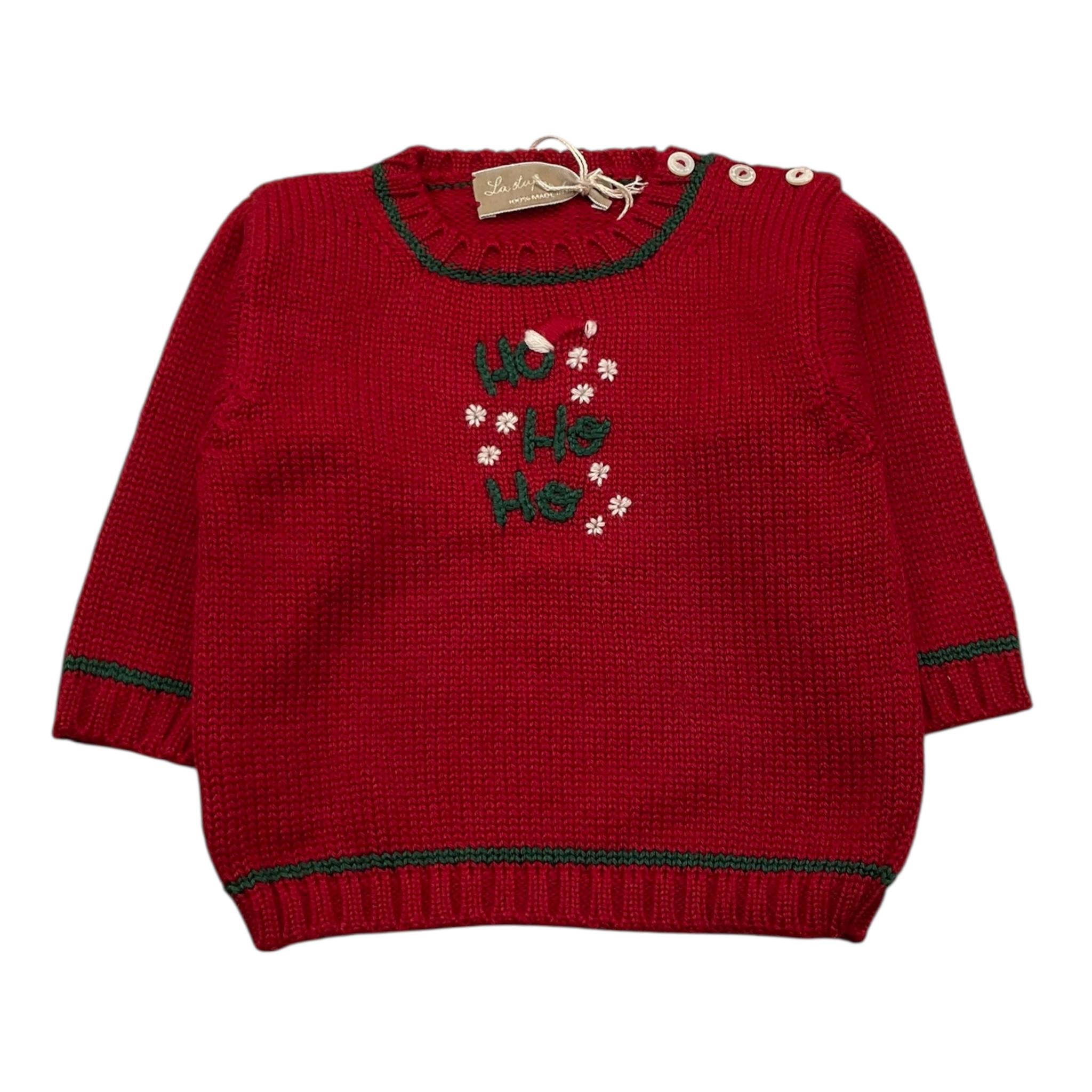 LA STUPENDERIA maglia girocollo tinta unita con ricami Rosso per Bambino WCPL61 ROSSO LA STUPENDERIA