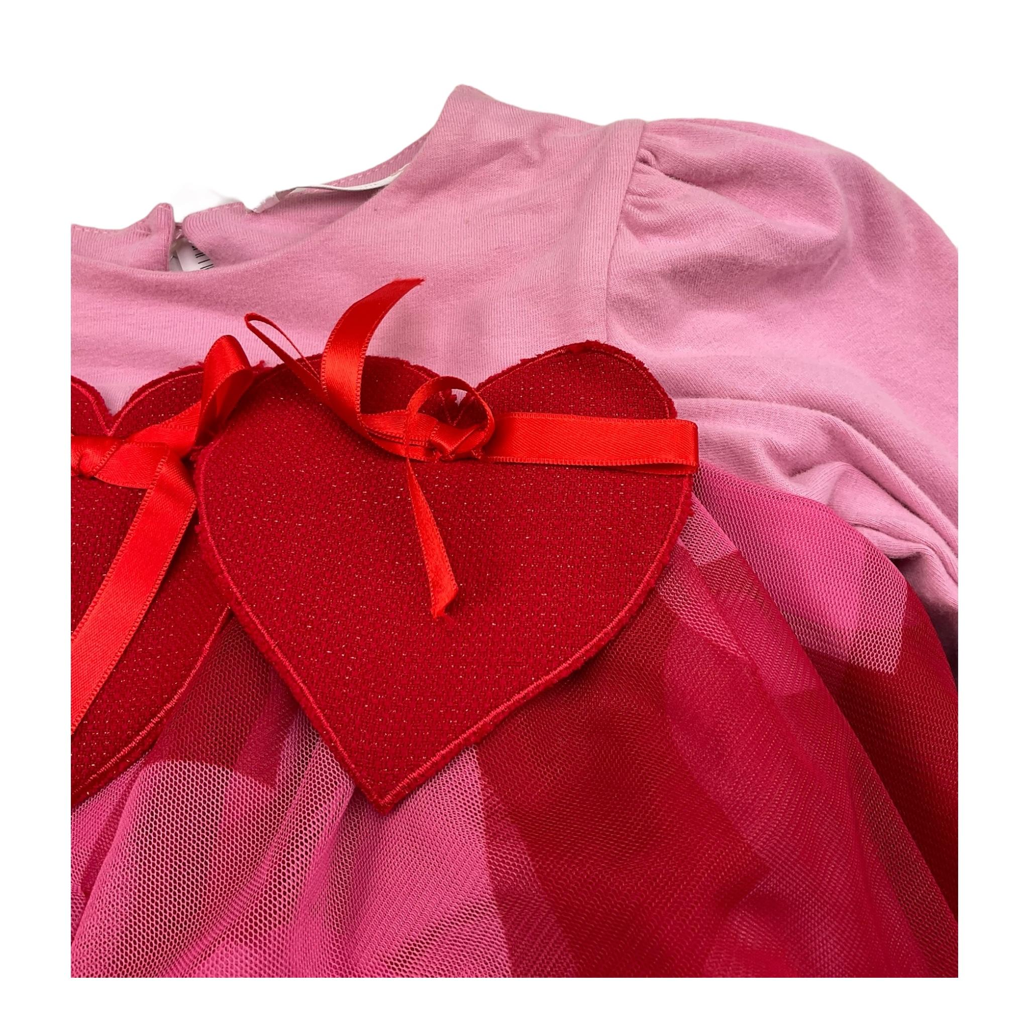 MISS GRANT abito manica lunga bicolore stampa fantasia cuori Rosa per Bambina MG1119X ROSA MISS GRANT