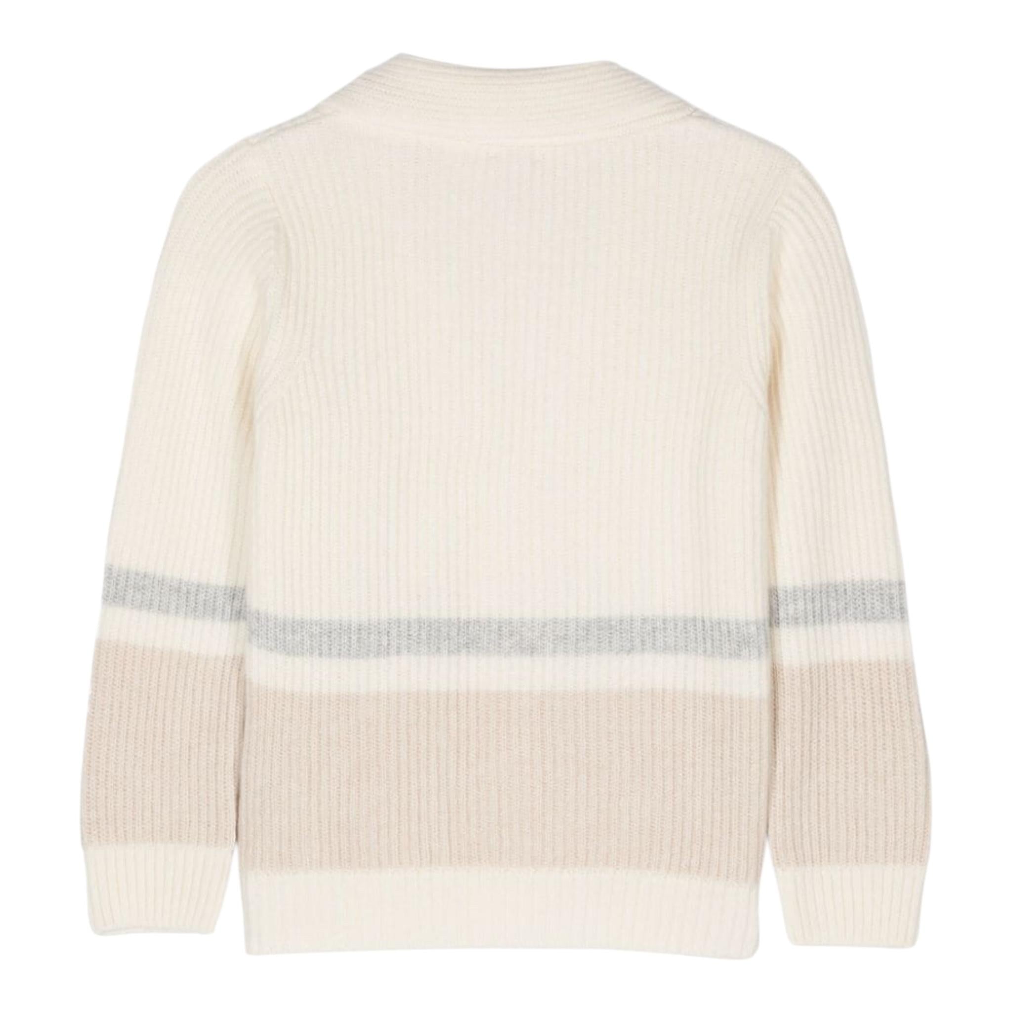ELEVENTY cardigan tinta unita con fantasia a righe Panna per Bambino EV9P60 PANNA ELEVENTY