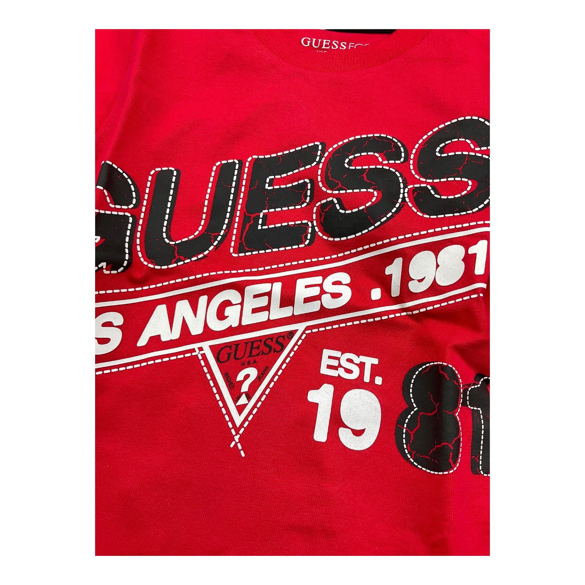 GUESS shirt girocollo tinta unita con stampa in contrasto Rosso per Neonato N4BI11I3Z4 ROSSO GUESS