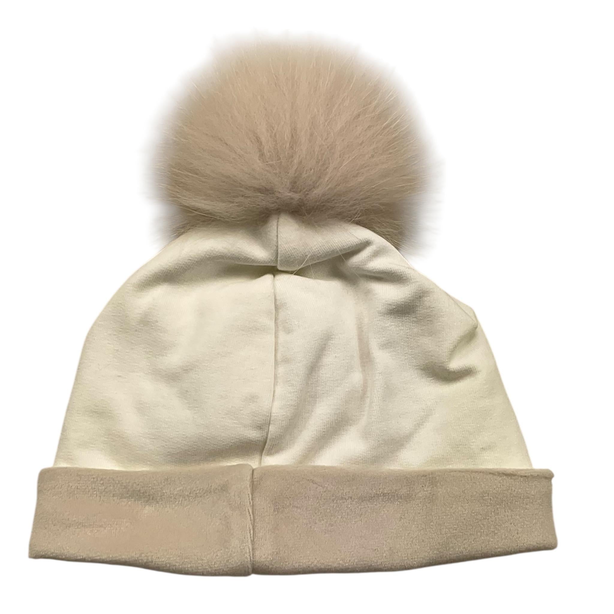 MARLU' cappello tinta unita con pon pon e ricamo Bianco per Neonata IG1073 BIANCO MARLU'