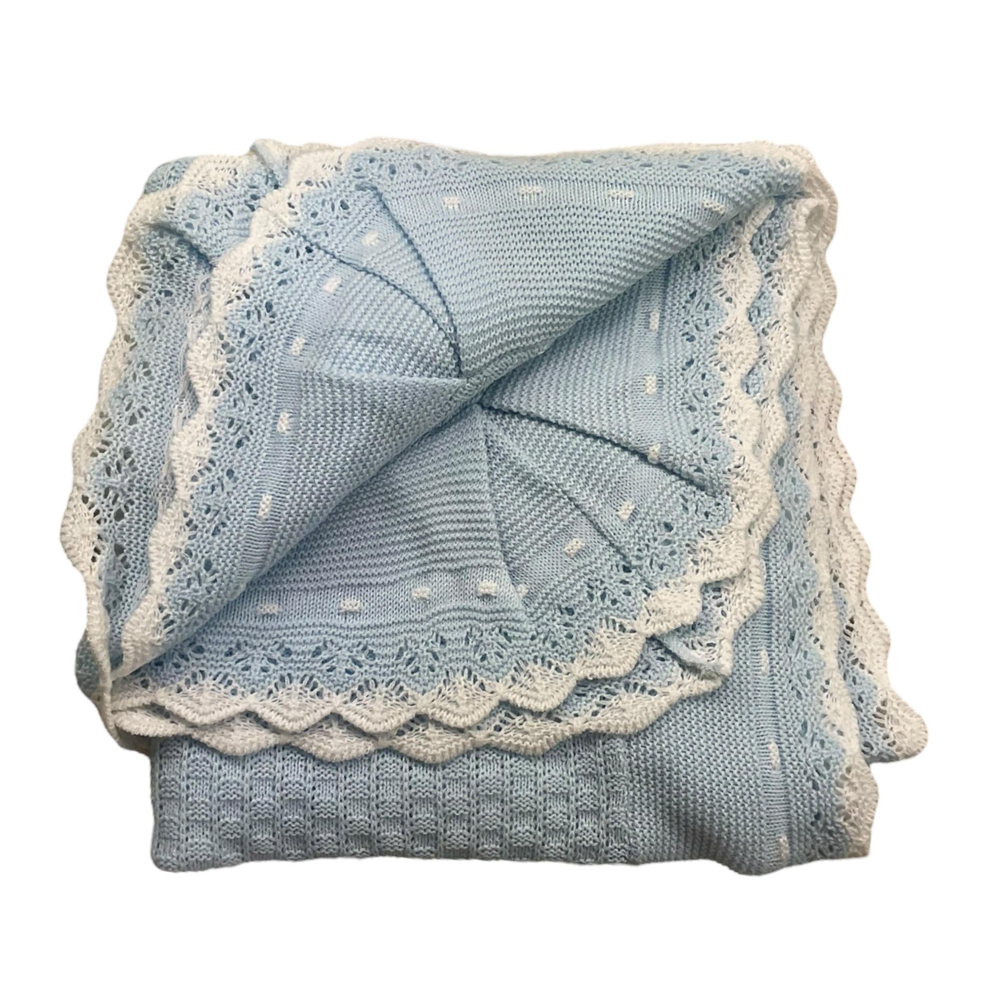 JULIANA coperta tinta unita con fiocco Azzurro per Neonata 24525 AZZURRO JULIANA