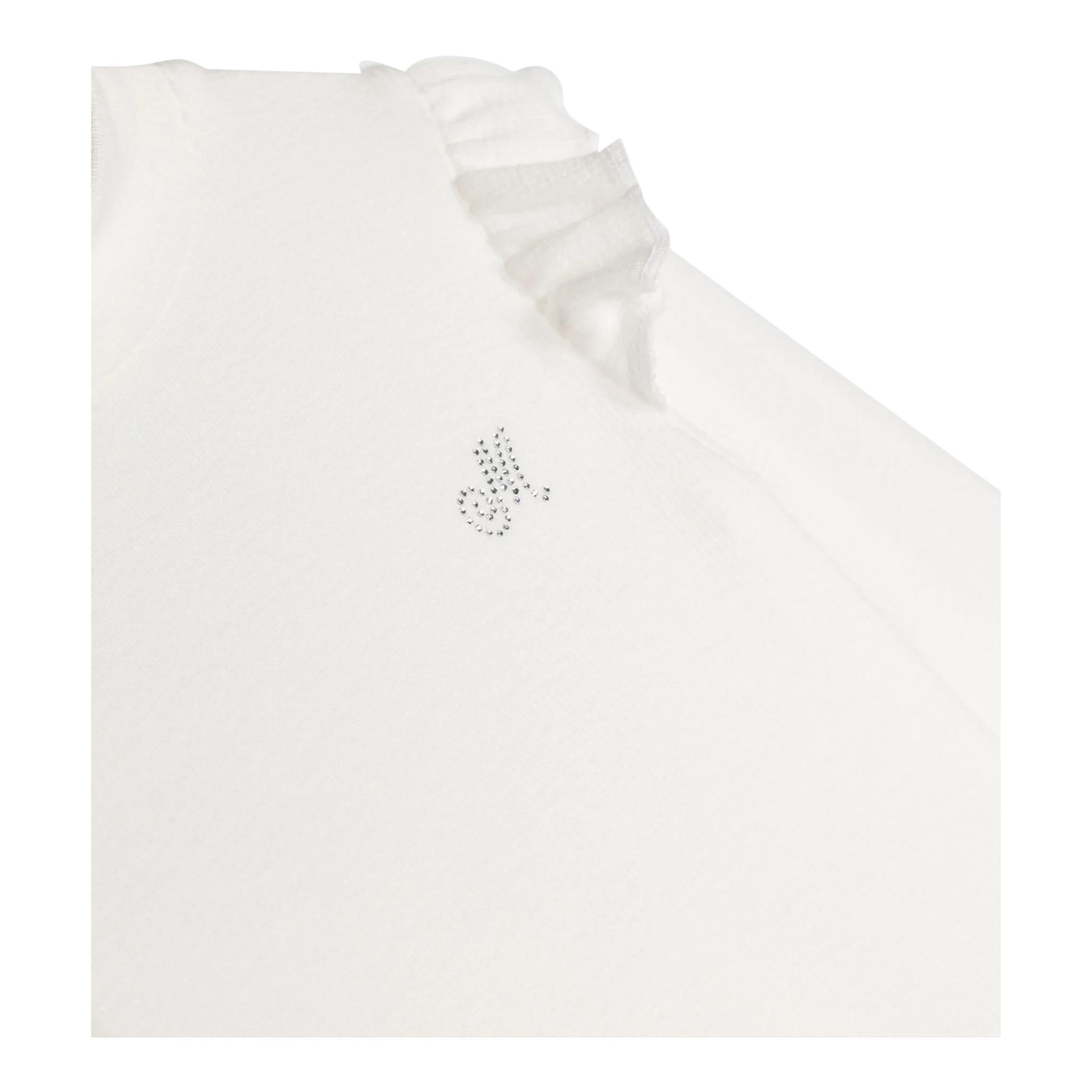 MONNALISA shirt tinta unita con rouches Panna per Bambina 31D623J PANNA MONNALISA