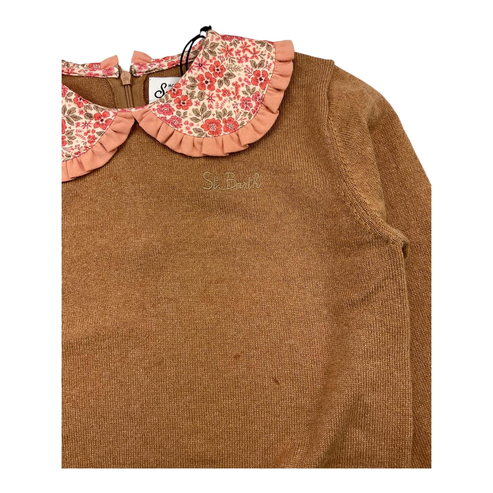 SAINT BARTH maglia tinta unita con colletto in contrasto Marrone per Bambina ALB001 MARRONE SAINT BARTH