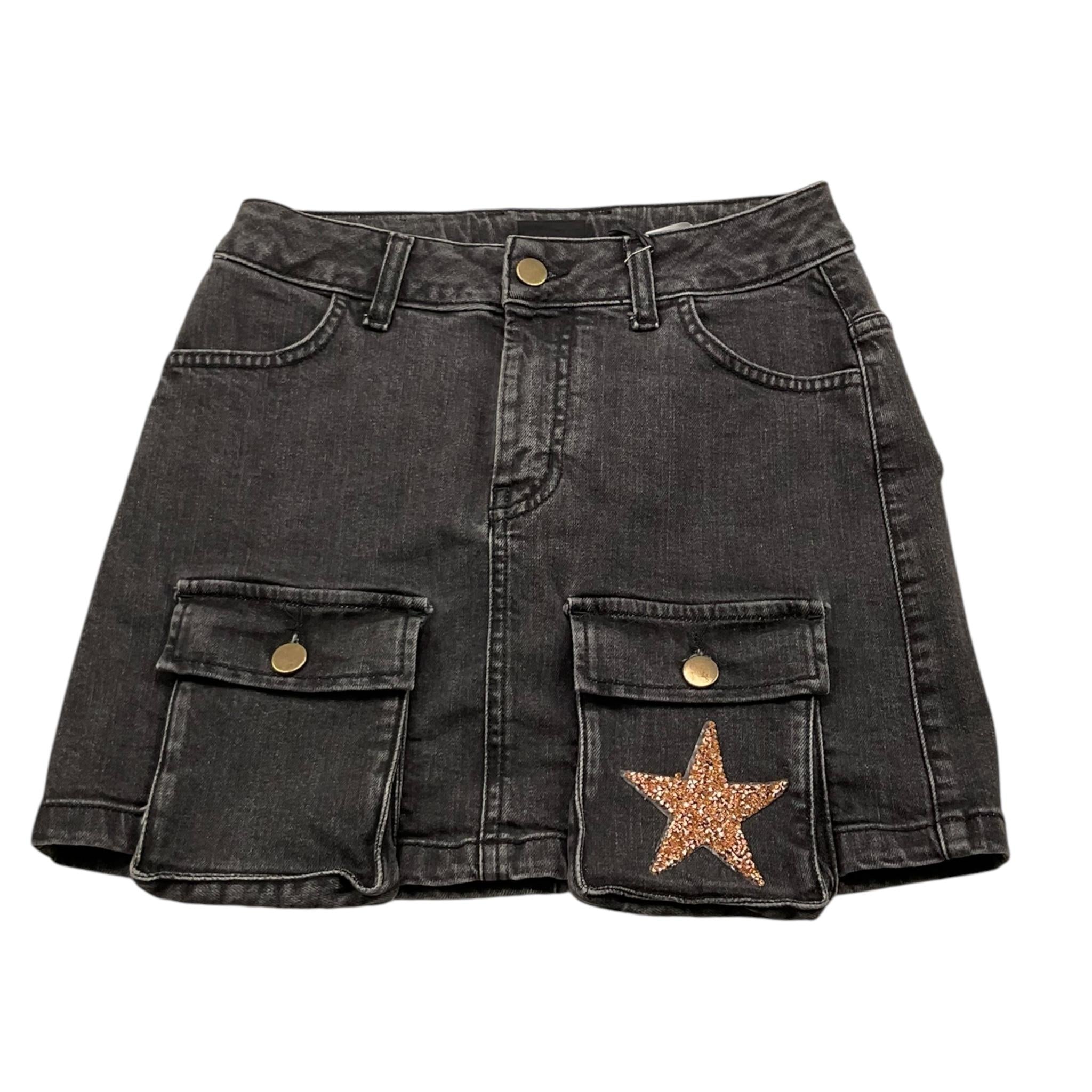 MARC ELLIS gonne in denim tinta unita con tasconi Nero per Bambina JMJSK00282X NERO MARC ELLIS