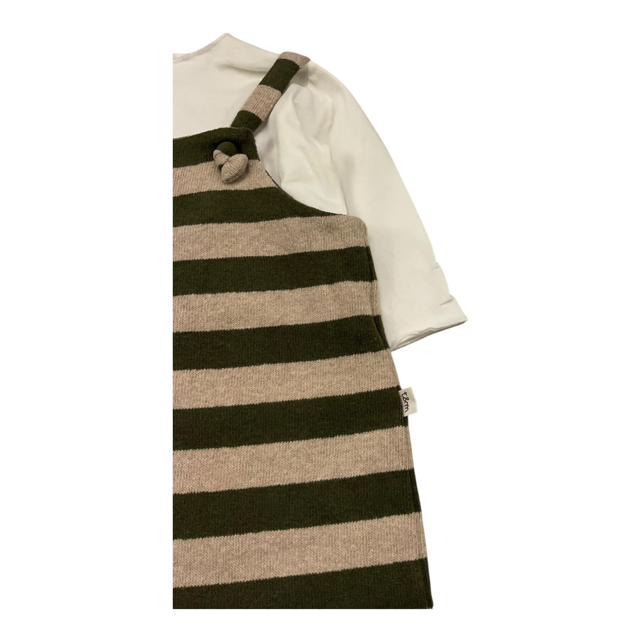 TEDDY E MINOU completo 2 pezzi shirt-salopette fantasia a righe Verde/beige per Neonato I23CP031M1087 VERDE/BEIGE TEDDY E MINOU