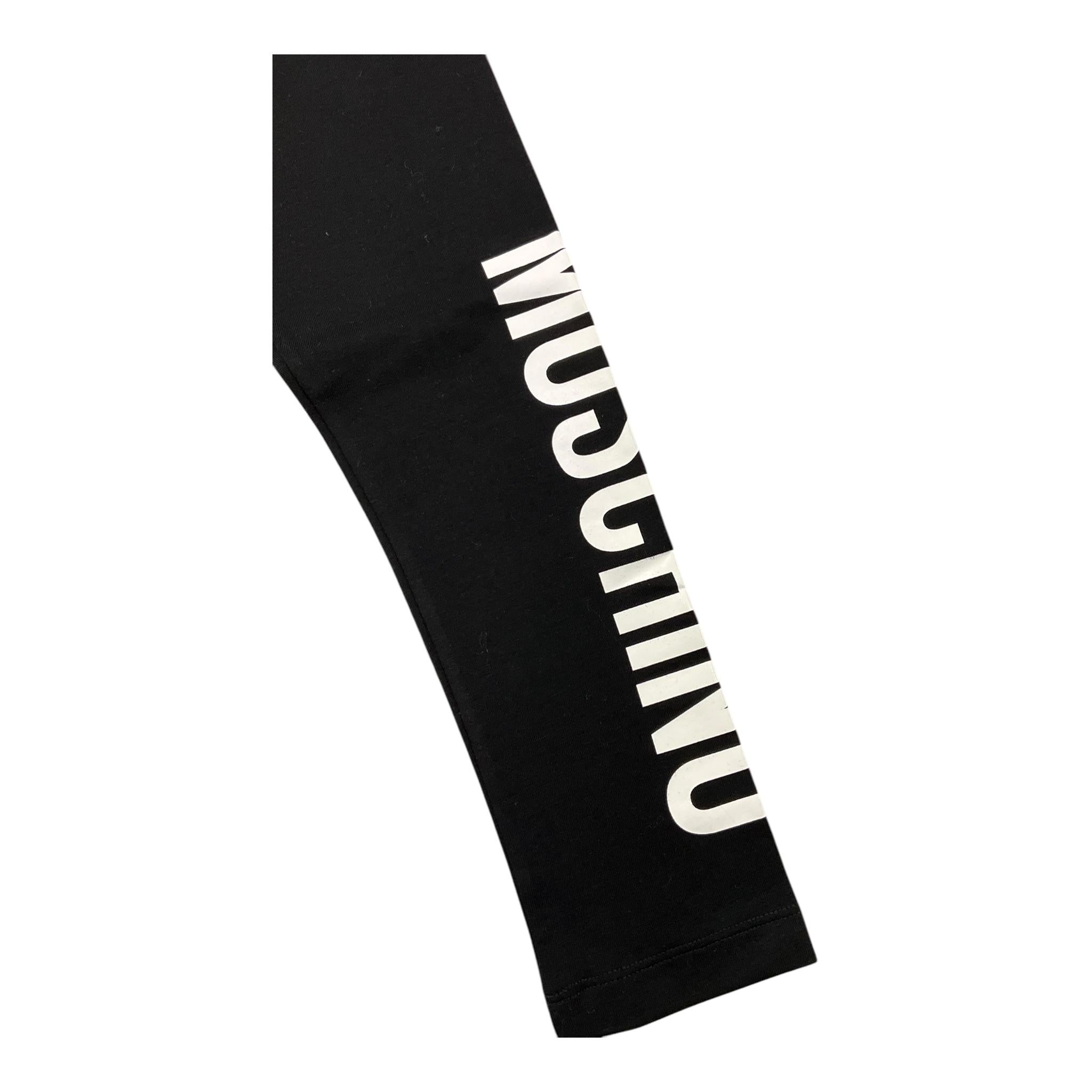 MOSCHINO leggins tinta unita con stampa logo Nero per Bambina HDP067X NERO MOSCHINO