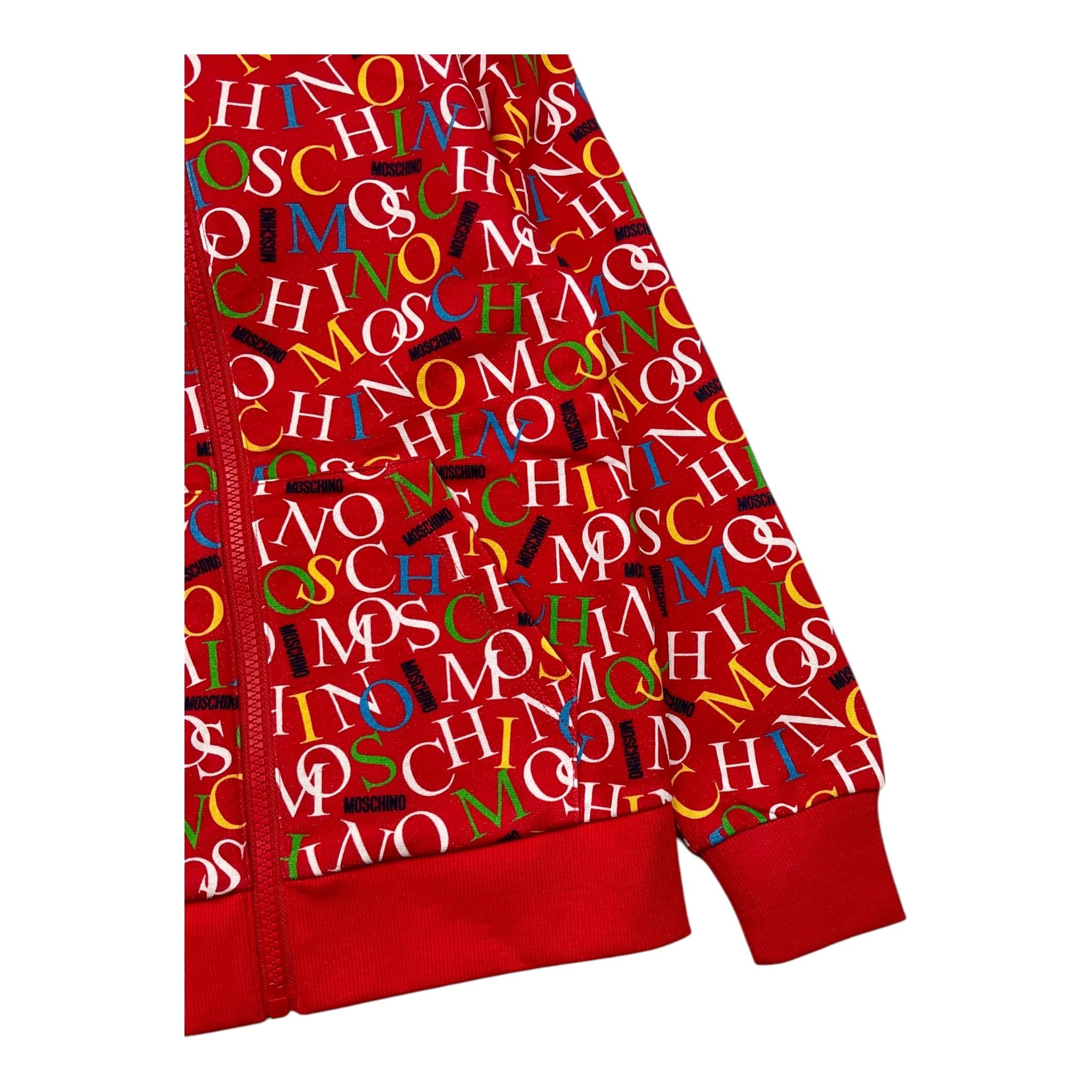 MOSCHINO felpa tinta unita con zip e cappuccio logata Rosso per Bambino HUF097 ROSSO MOSCHINO