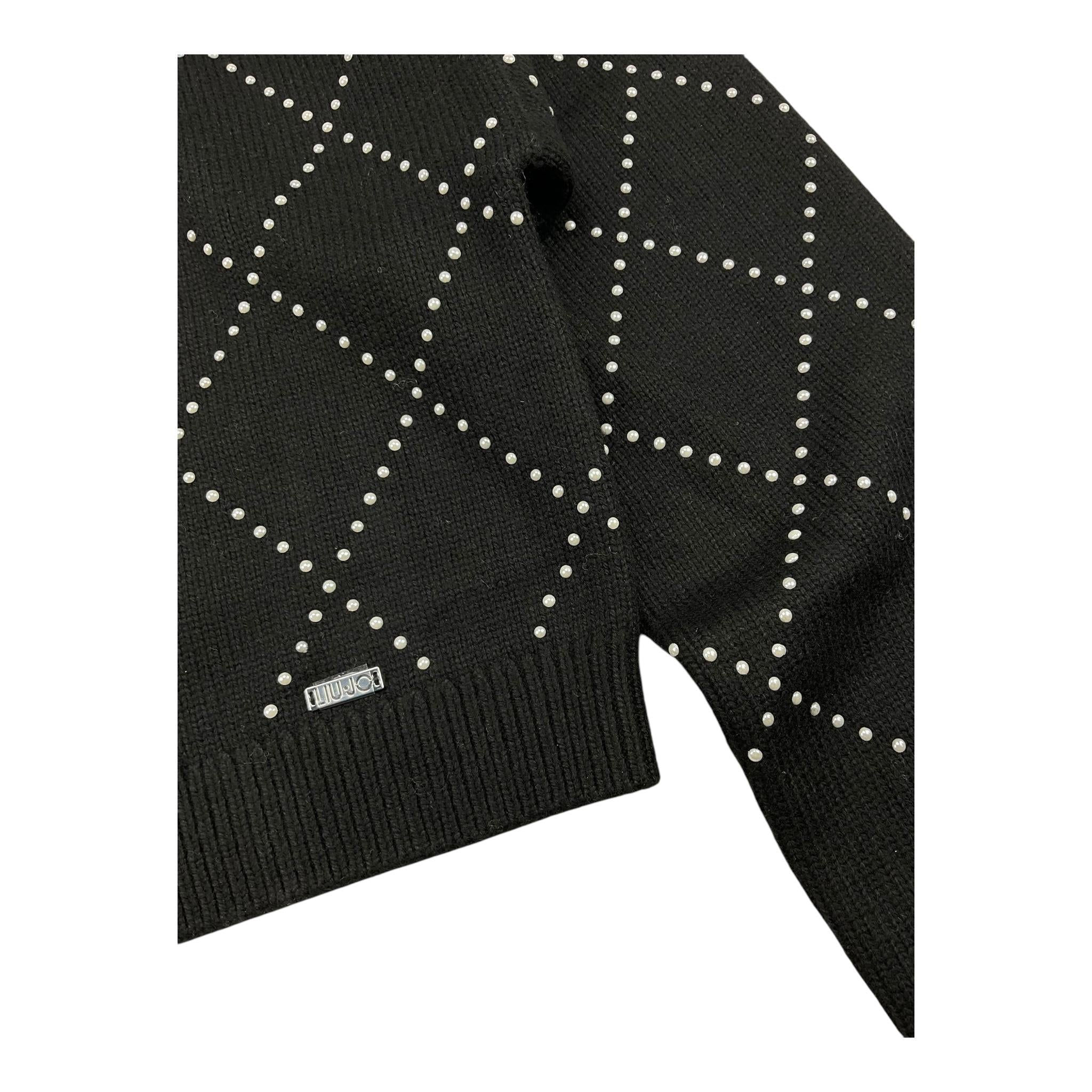 LIU JO maglia girocollo tinta unita cn brillantini Nero per Bambina GF4137 NERO LIU JO