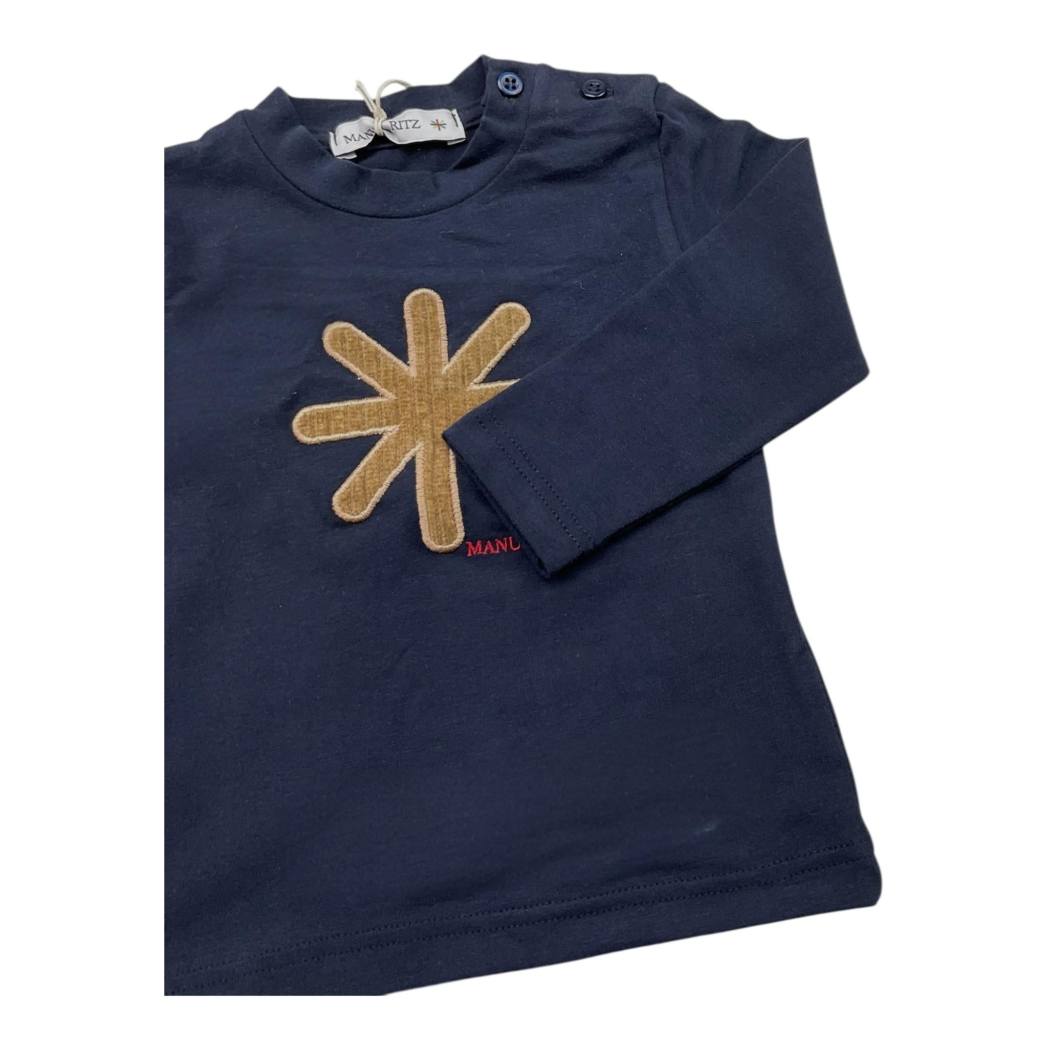 MANUEL RITZ shirt girocollo tinta unita con logo Blu per Bambino MR2820 BLU MANUEL RITZ