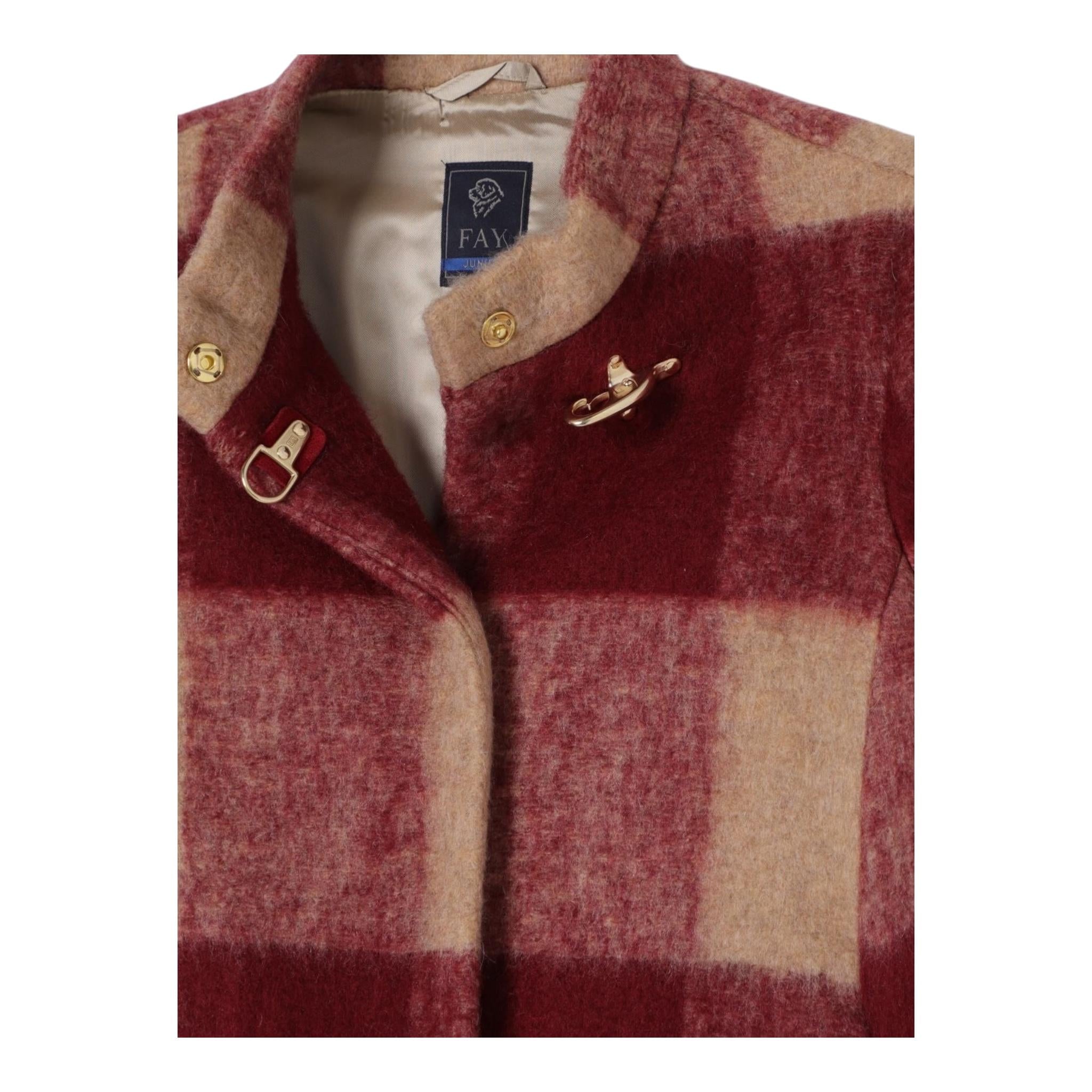 FAY cappotto bicolore con fantasia quadri Bordeaux per Bambino FV2A67 BORDEAUX FAY
