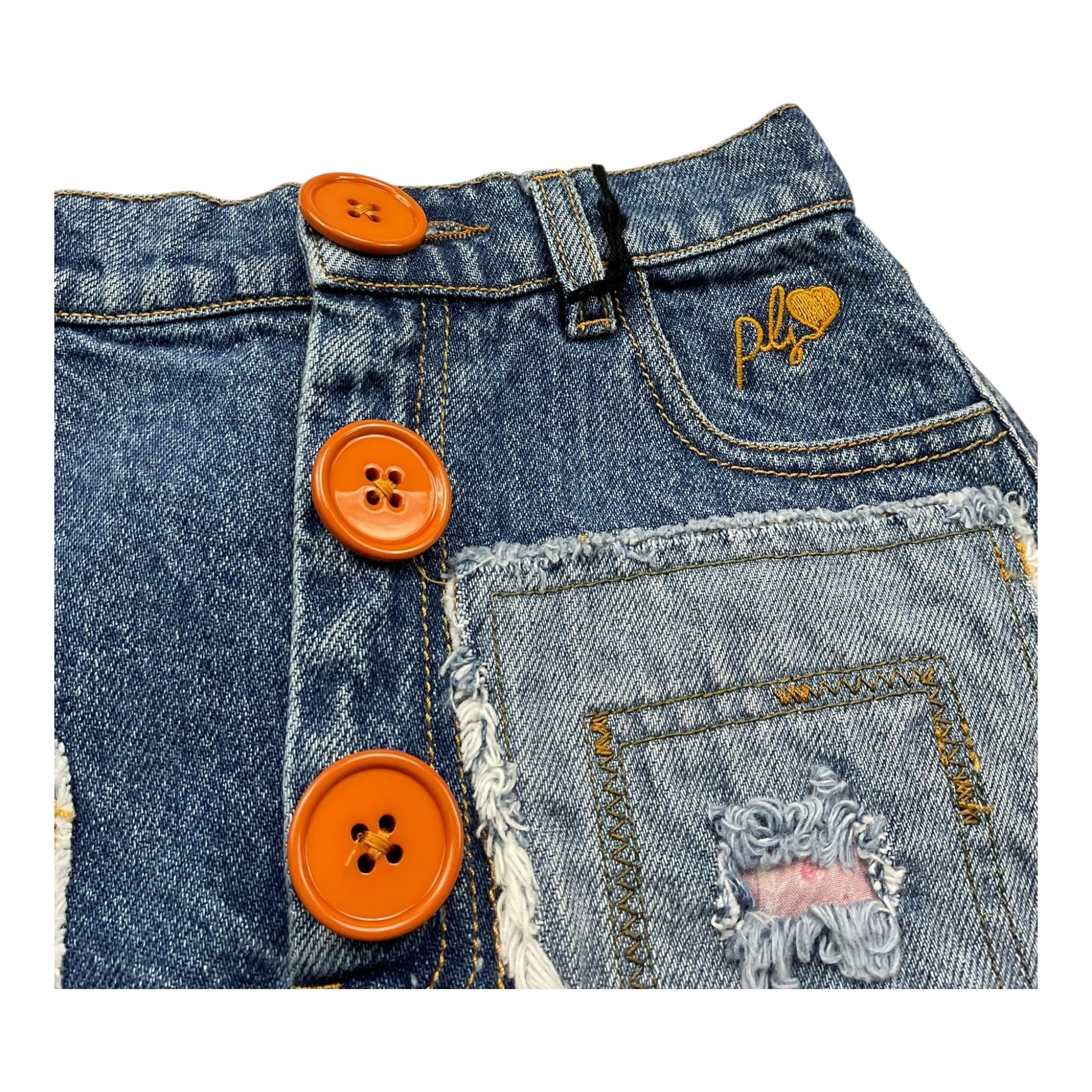 PHILOSOPHY gonna in denim tinta unita con bottoni in contrasto Blu per Bambina PFGO017 BLU PHILOSOPHY