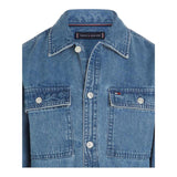 TOMMY HILFIGER camicia in denim tinta unita con tasche Blu per Bambino KB0KB08727 BLU TOMMY HILFIGER
