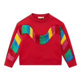 STELLA McCARTNEY felpa chiusa girocollo tinta unita con frange Rosso per Bambina TT4D20 ROSSO STELLA McCARTNEY