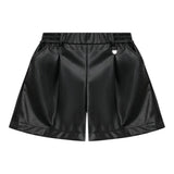 MONNALISA short tinta unita in ecopelle Nero per Bambina 17B403 NERO MONNALISA