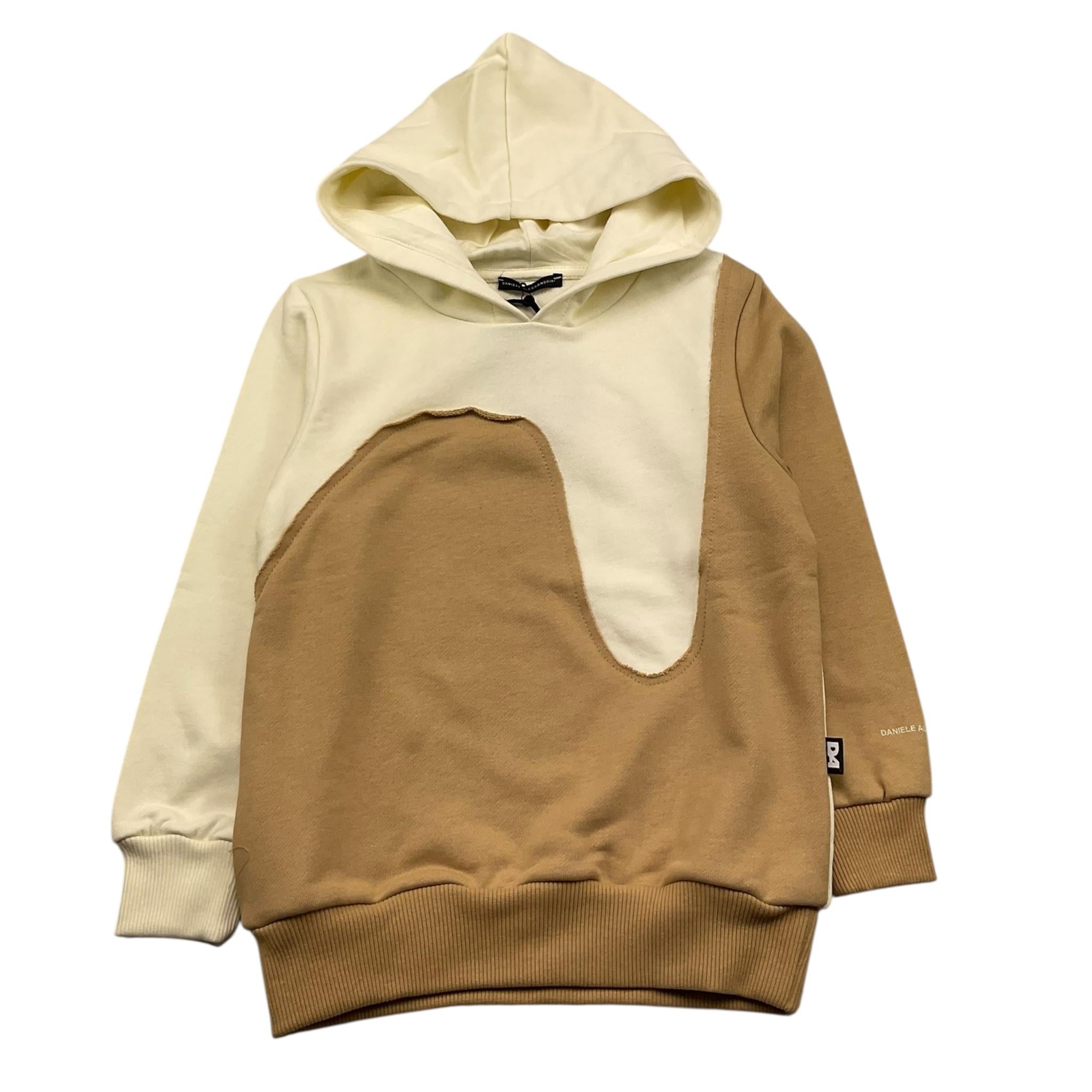 DANIELE ALESSANDRINI felpa bicolore con cappuccio e stampa Panna/beige per Bambino 1231F00023X PANNA/BEIGE DANIELE ALESSANDRINI