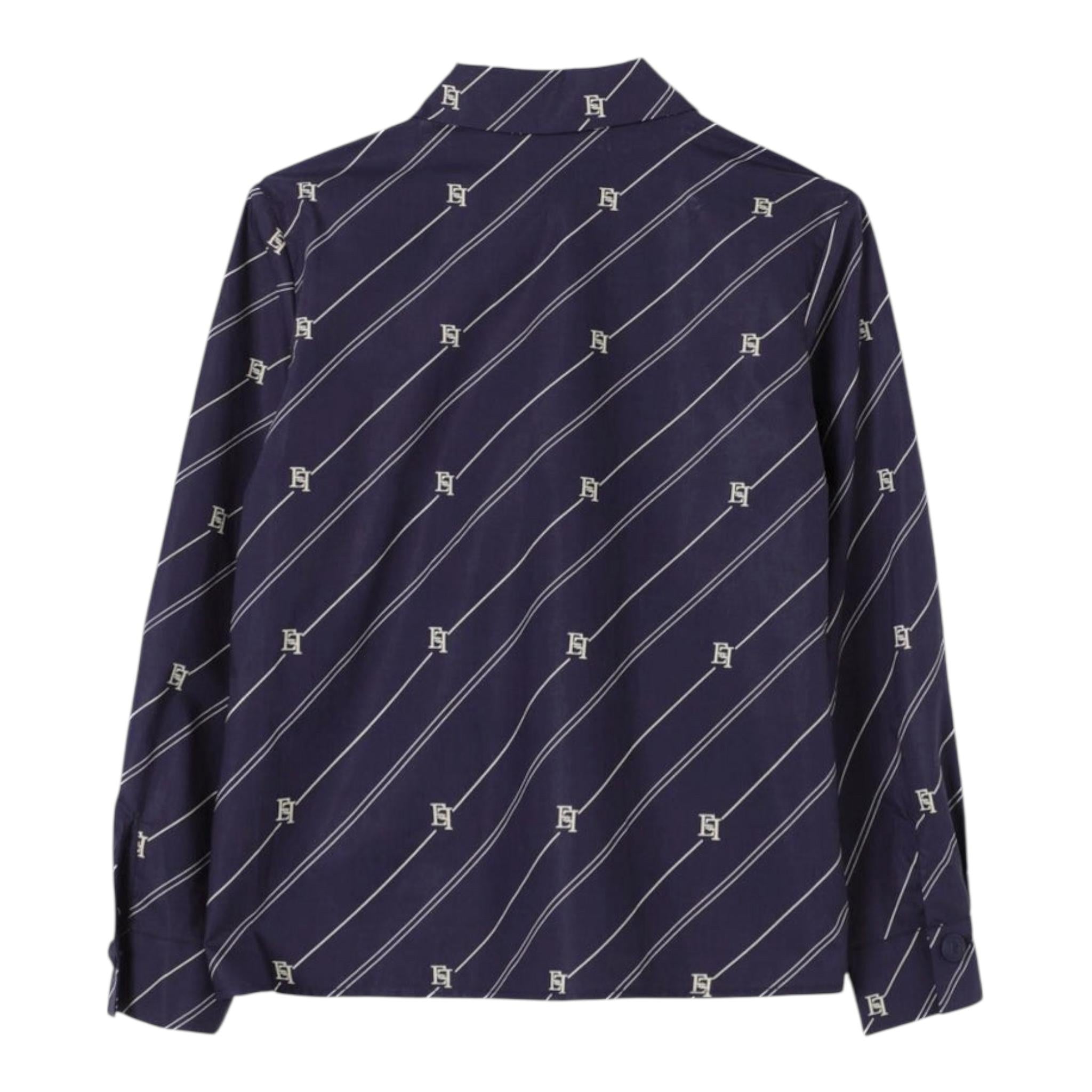 ELISABETTA FRANCHI camicia manica lunga tinta unita con logo Blu per Neonata EGCA035 BLU ELISABETTA FRANCHI