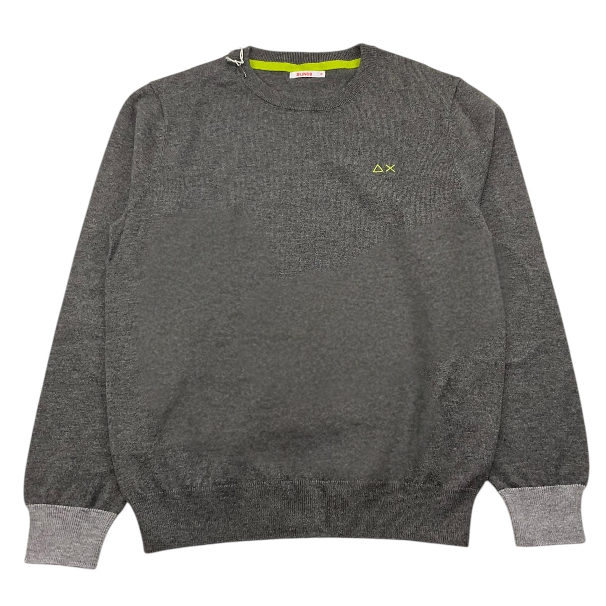 SUN68 maglia girocollo tinta unita con logo e toppe Grigio per Neonato K44327N GRIGIO SUN68