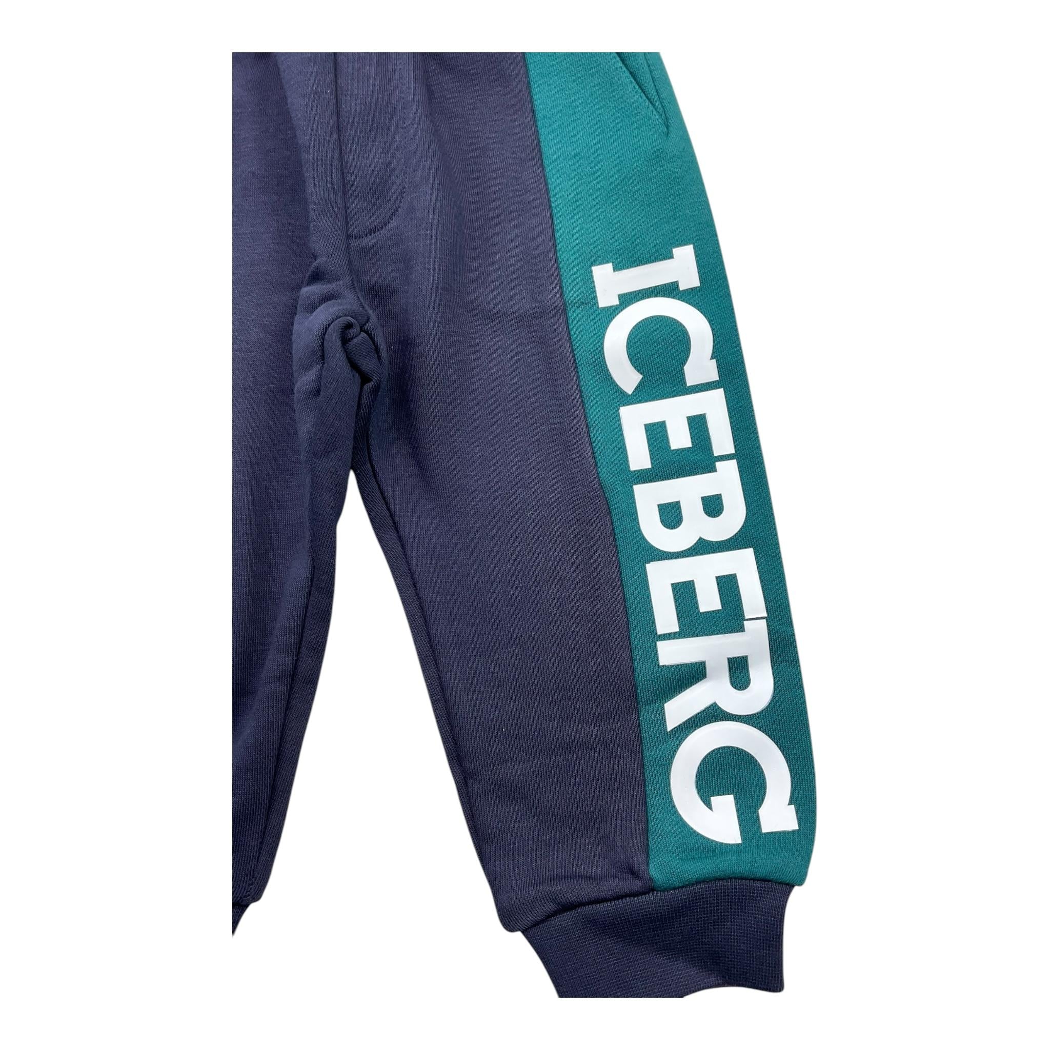 ICEBERG pantalone tuta tinta unita cn stampa logo Blu per Neonato PFICE5301B BLU ICEBERG