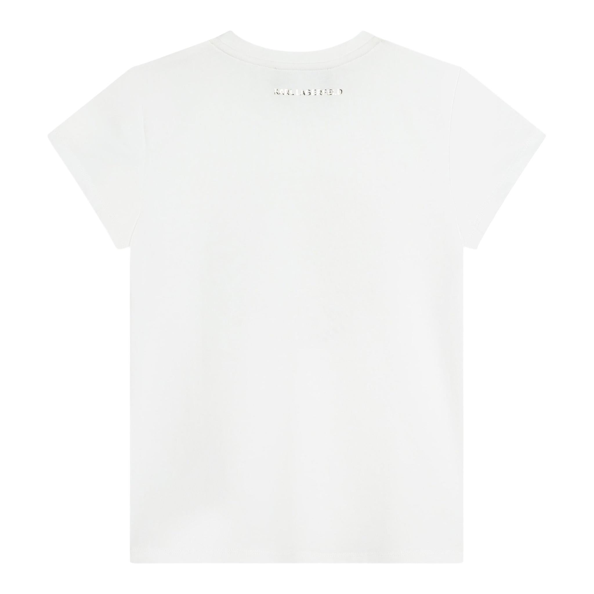 KARL LAGERFELD t-shirt girocollo tinta unita con brillantini Bianco per Bambina Z30109N25 BIANCO KARL LAGERFELD
