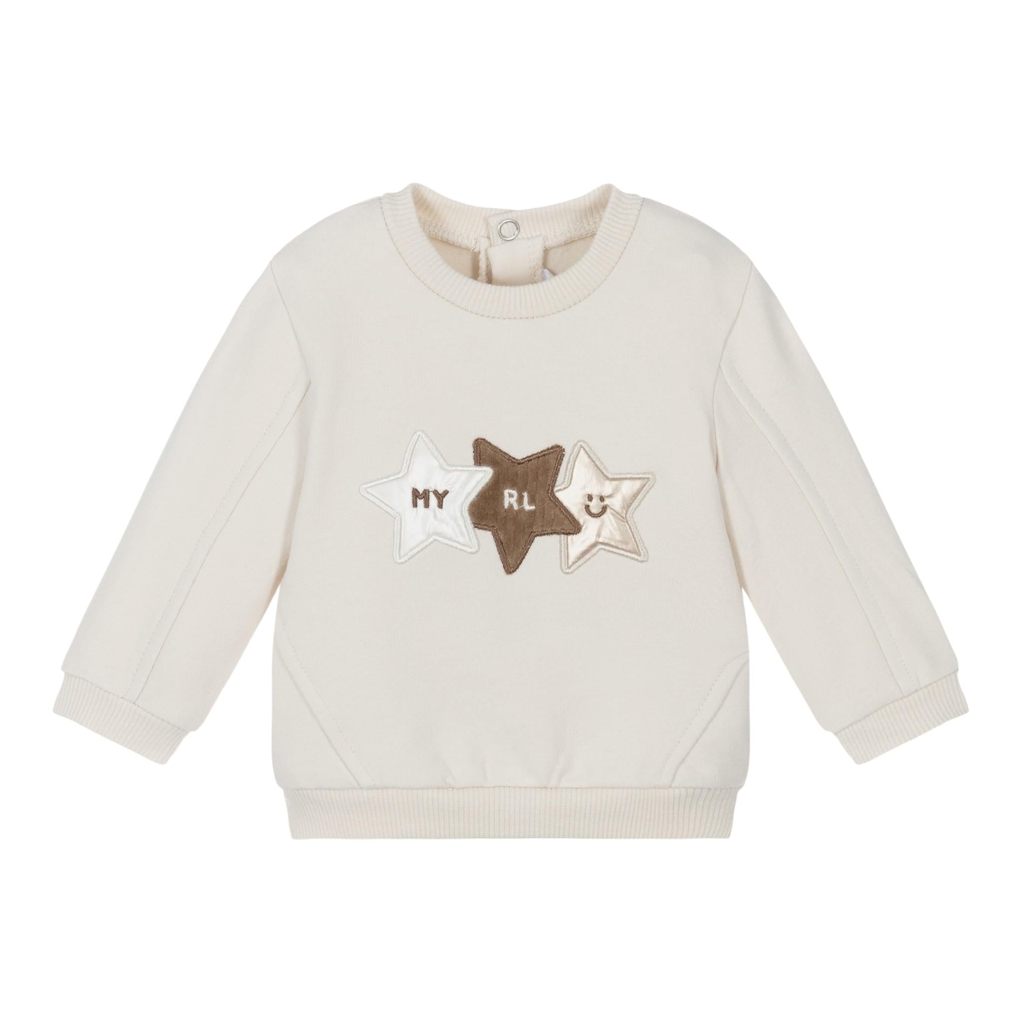 MAYORAL felpa girocollo tinta unita con stampa Beige per Neonato 2455X BEIGE MAYORAL