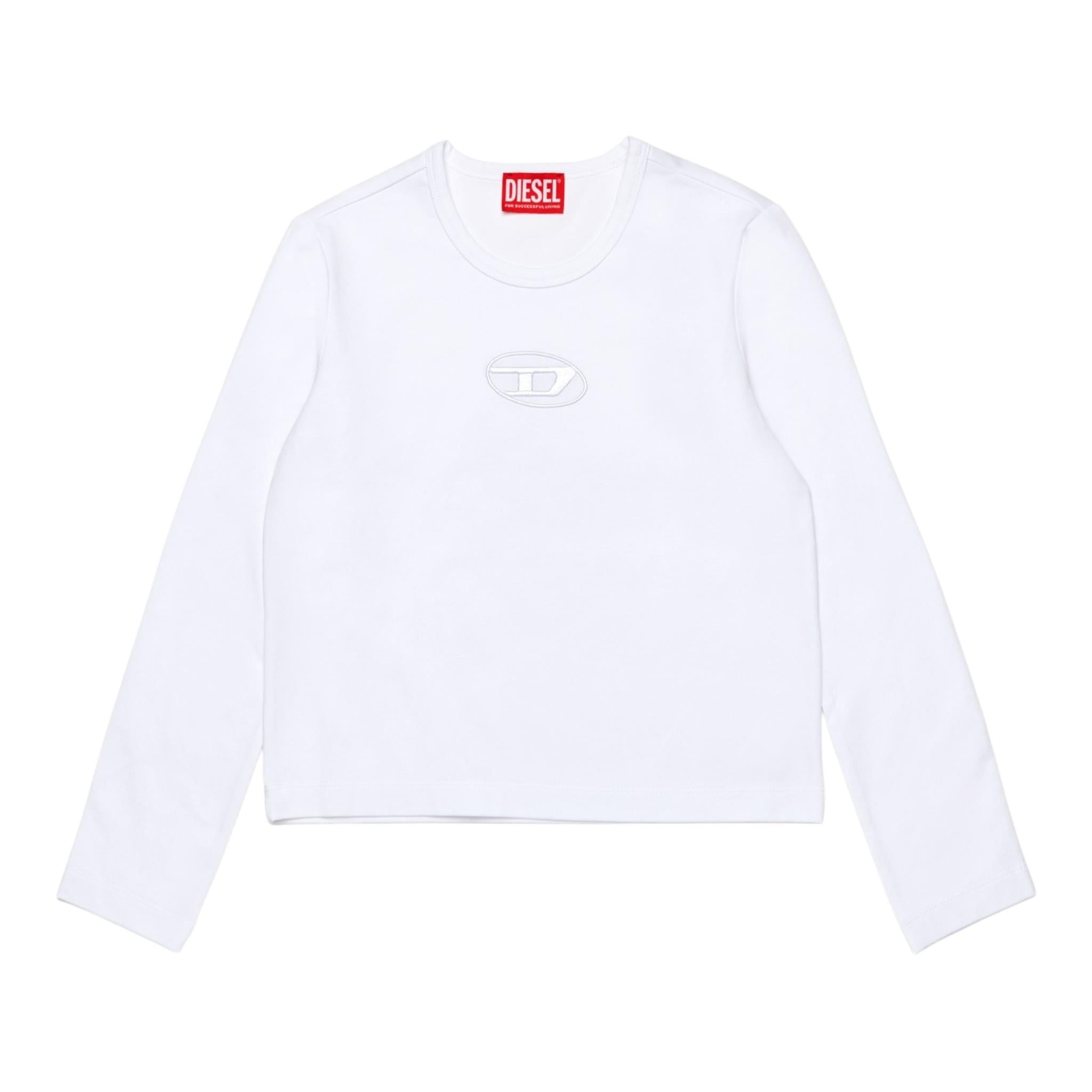 DIESEL shirt girocollo tinta unita con logo Bianco per Bambina J02038 BIANCO DIESEL