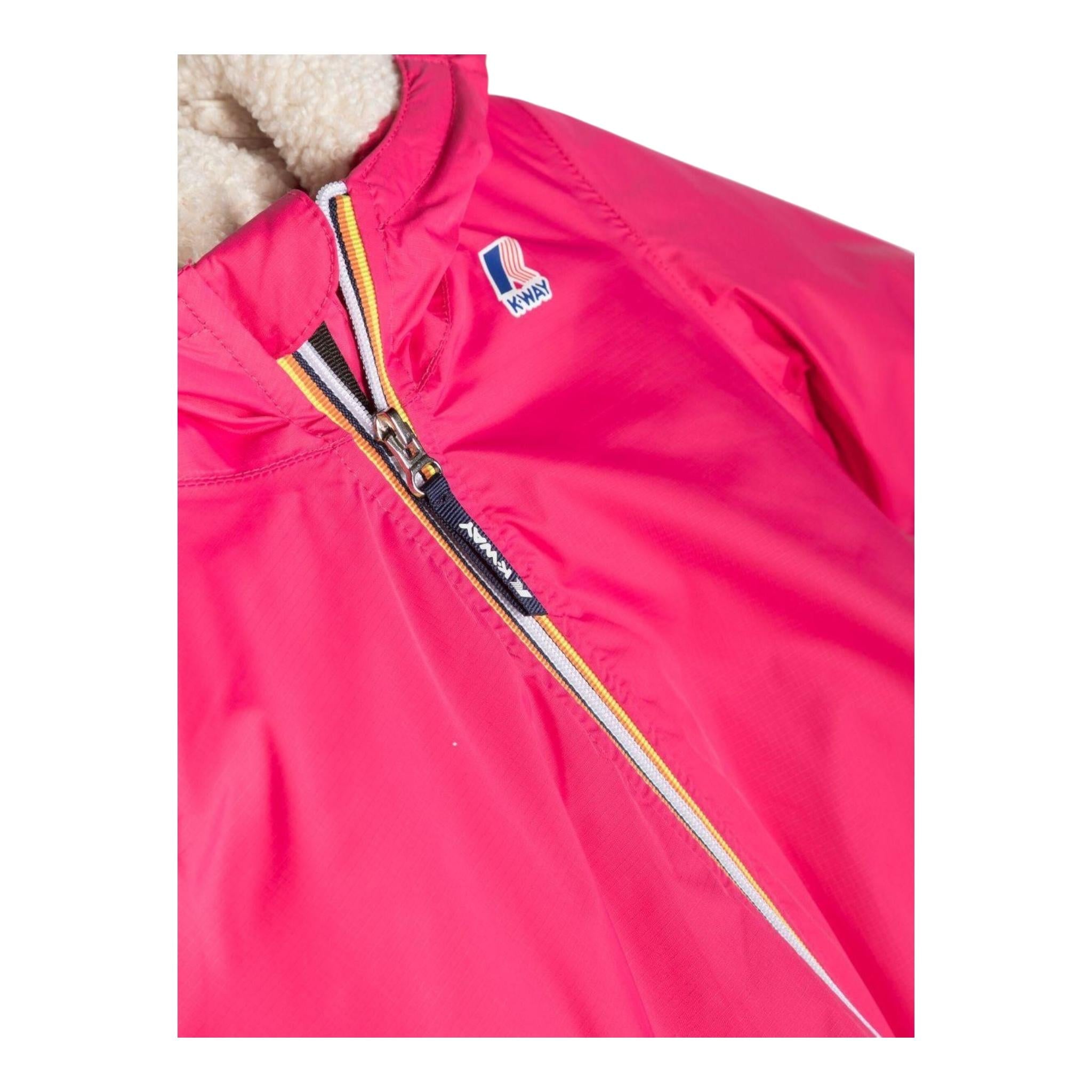 K-WAY giubbino tinta unita con cappuccio in contrasto Fuxia per Bambina K61157WAJXX FUXIA K-WAY