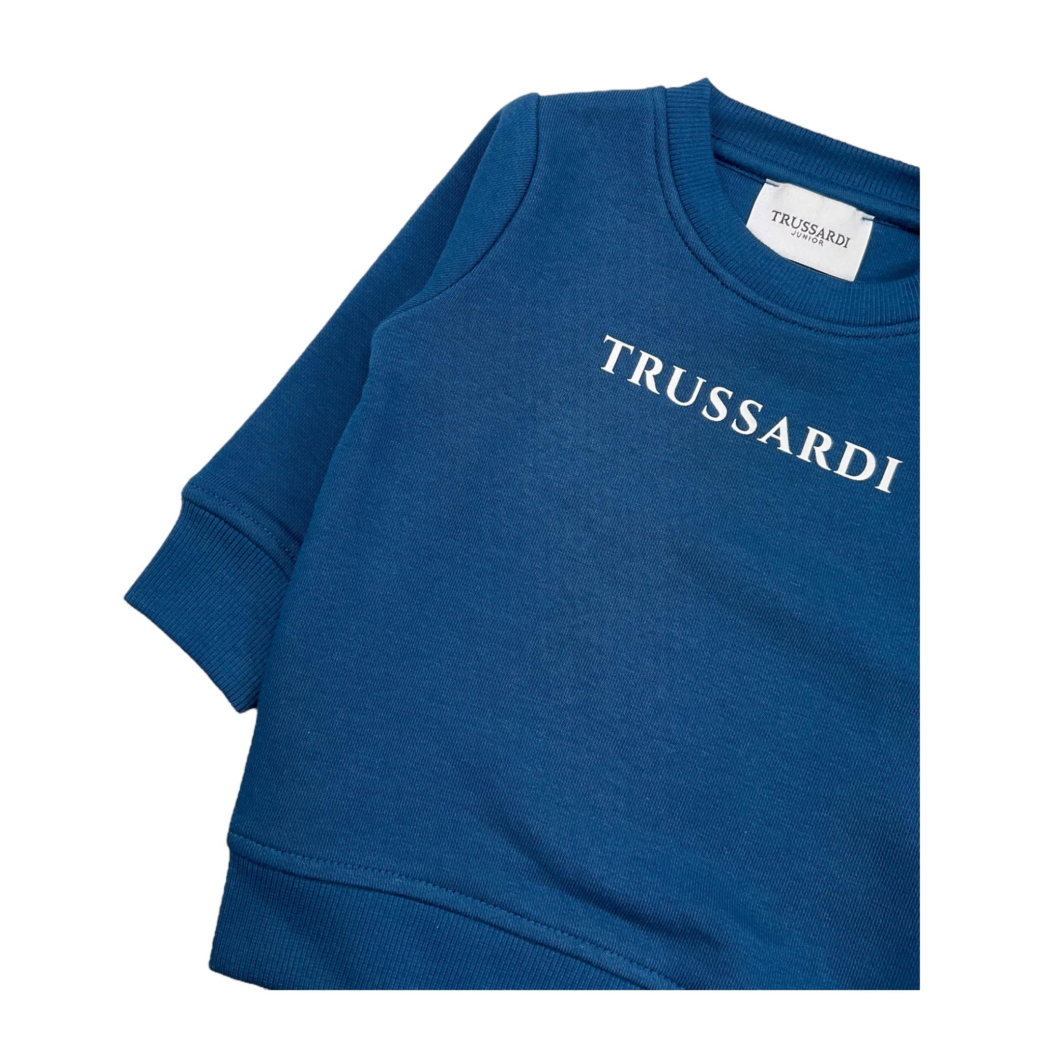 TRUSSARDI felpa chiusa girocollo tinta unita con stampa Blu per Neonato TIA24086FEN BLU TRUSSARDI