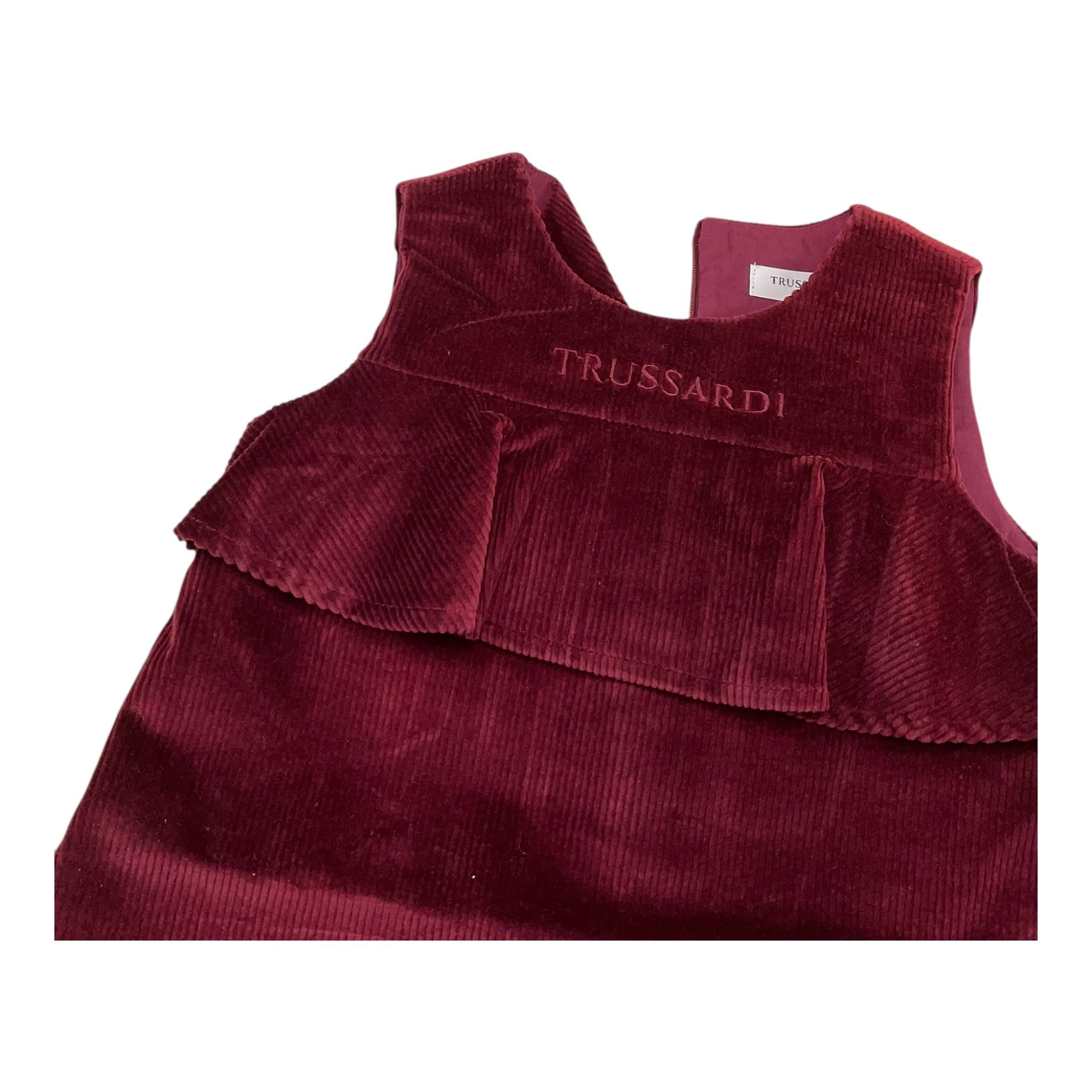 TRUSSARDI abito giromanica tinta unita in camoscio Bordeaux per Bambina TGA25124VE BORDEAUX TRUSSARDI