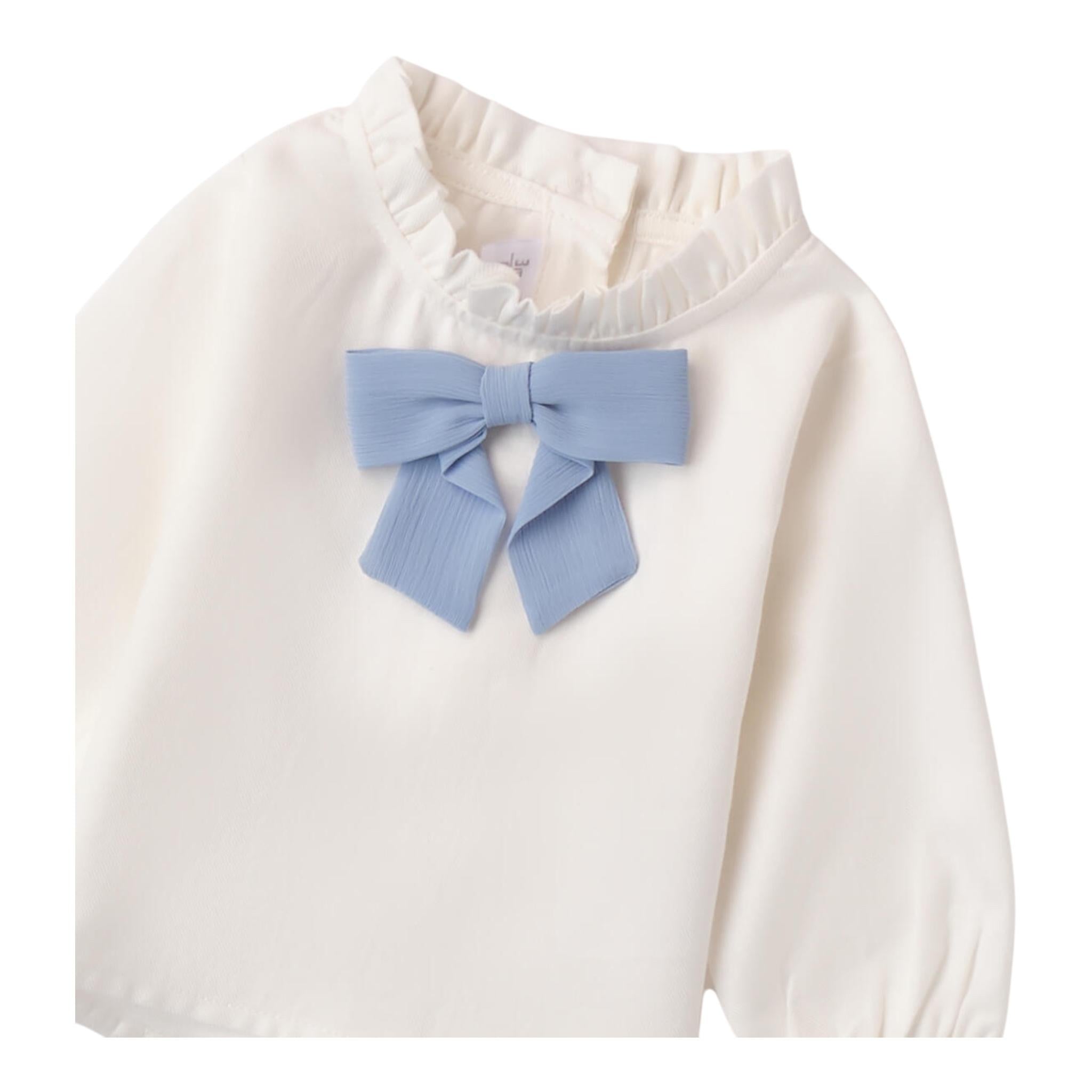 MINI BANDA camicia manica lunga tinta unita con fiocco Panna per Neonata A779 PANNA MINI BANDA