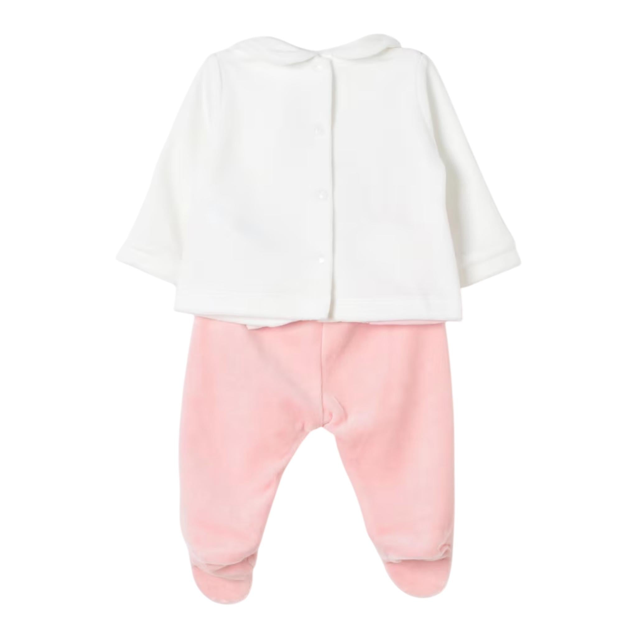 LIU JO completo 2 pezzi shirt-ghettina bicolore in ciniglia Bianco/rosa per Neonata HF4002 BIANCO/ROSA LIU JO