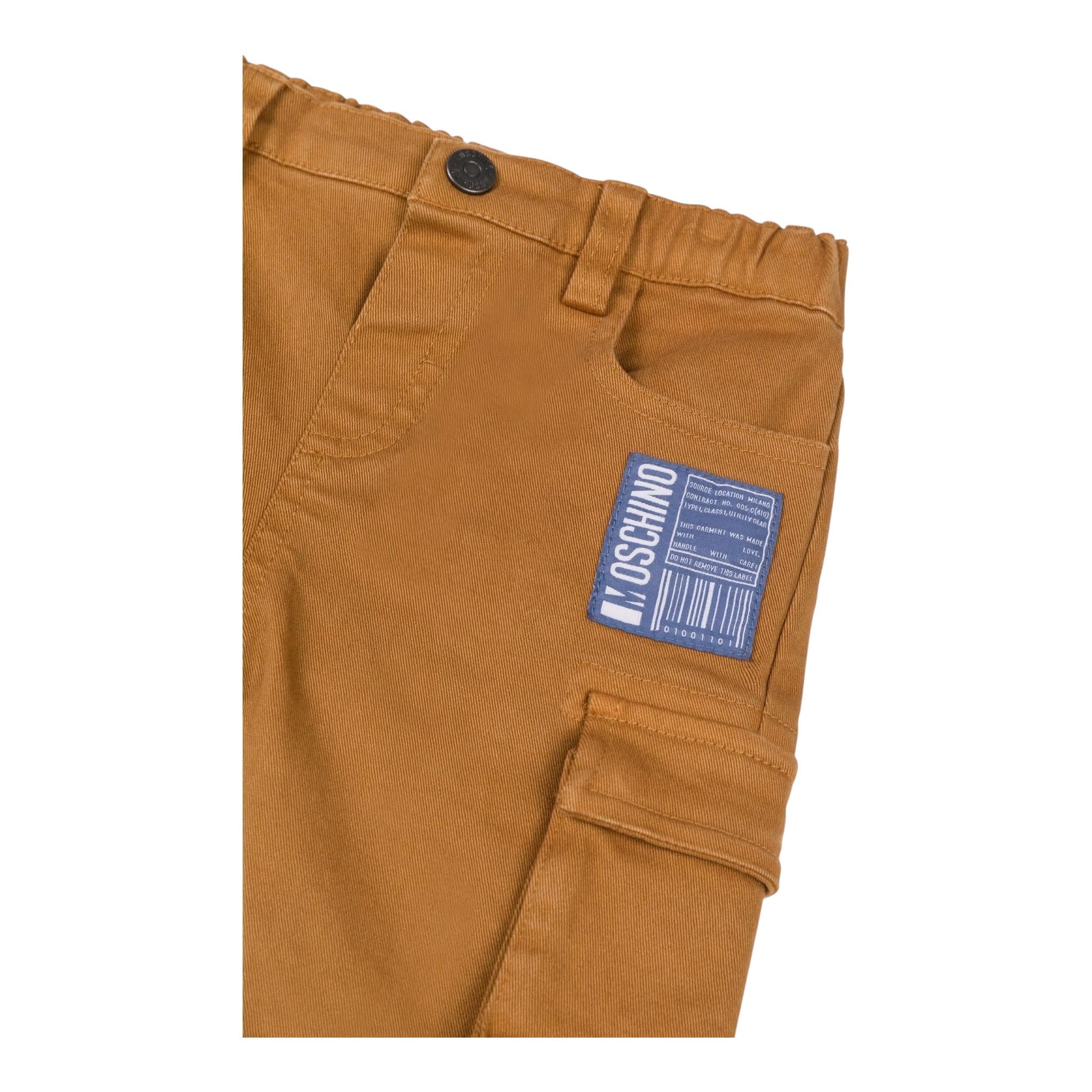 MOSCHINO pantalone tinta unita con elastico in vita Marrone per Neonato MUP055X MARRONE MOSCHINO