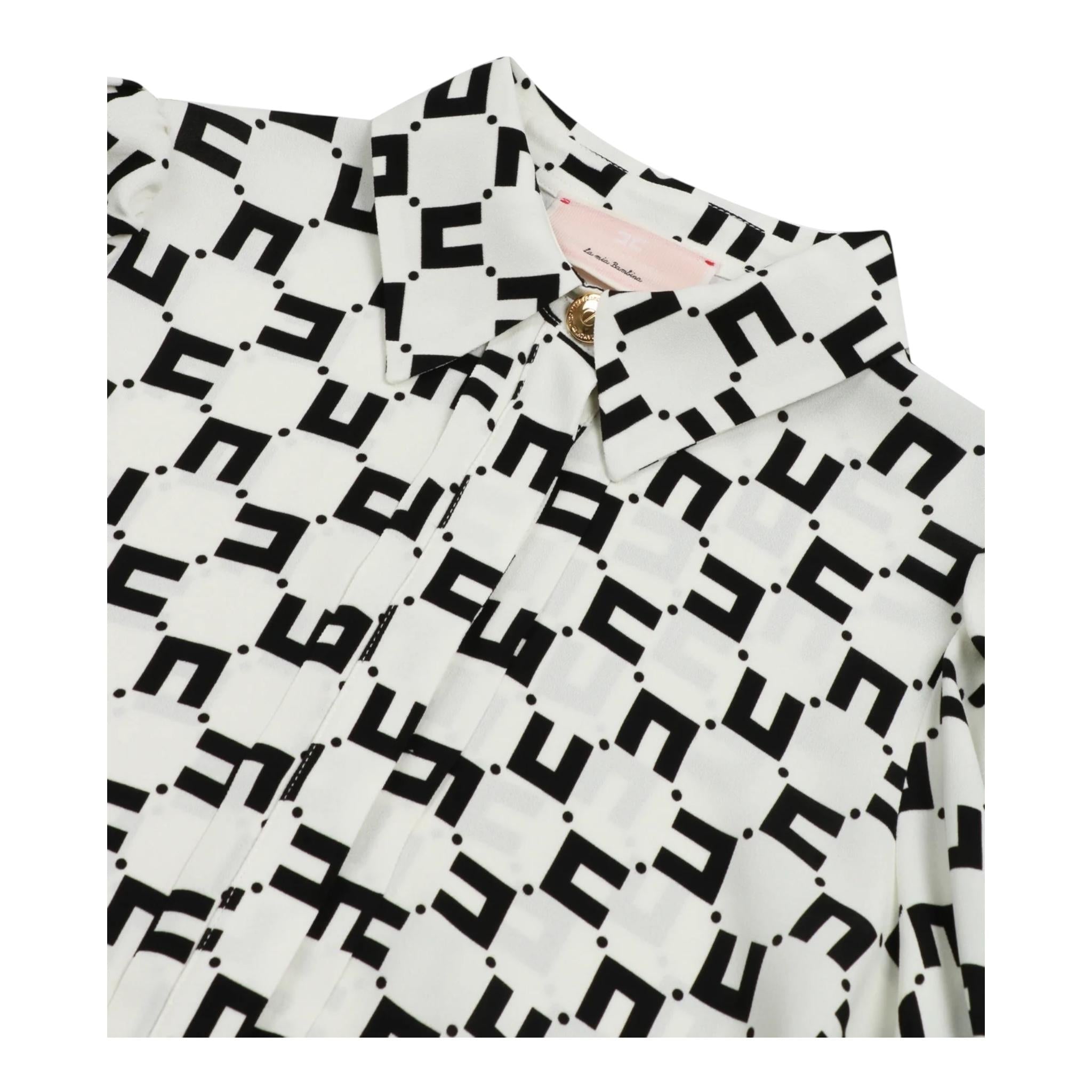 ELISABETTA FRANCHI camicia manica lunga tinta unita con stampa logo Panna per Bambina EFCA230 PANNA ELISABETTA FRANCHI