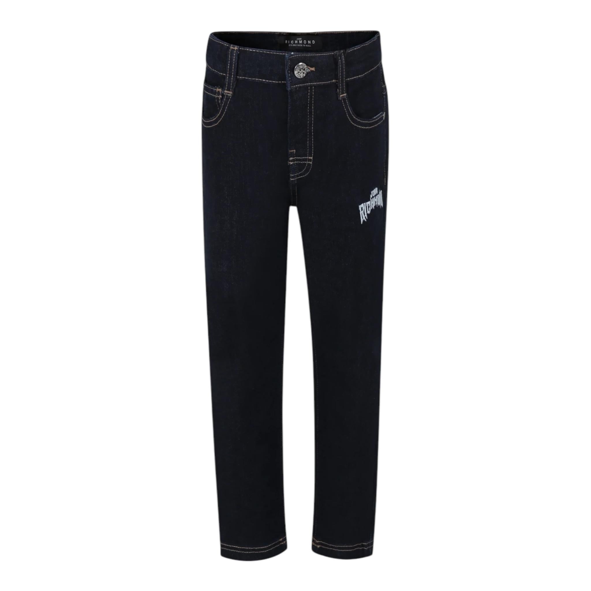 JOHN RICHMOND jeans tinta unita con stampa Nero per Neonata RGA24130JEN NERO JOHN RICHMOND