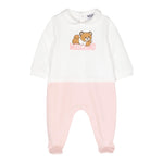 MOSCHINO tutina bicolore manica lunga con stampa orso Bianco/rosa per Neonata MUY06Z BIANCO/ROSA MOSCHINO