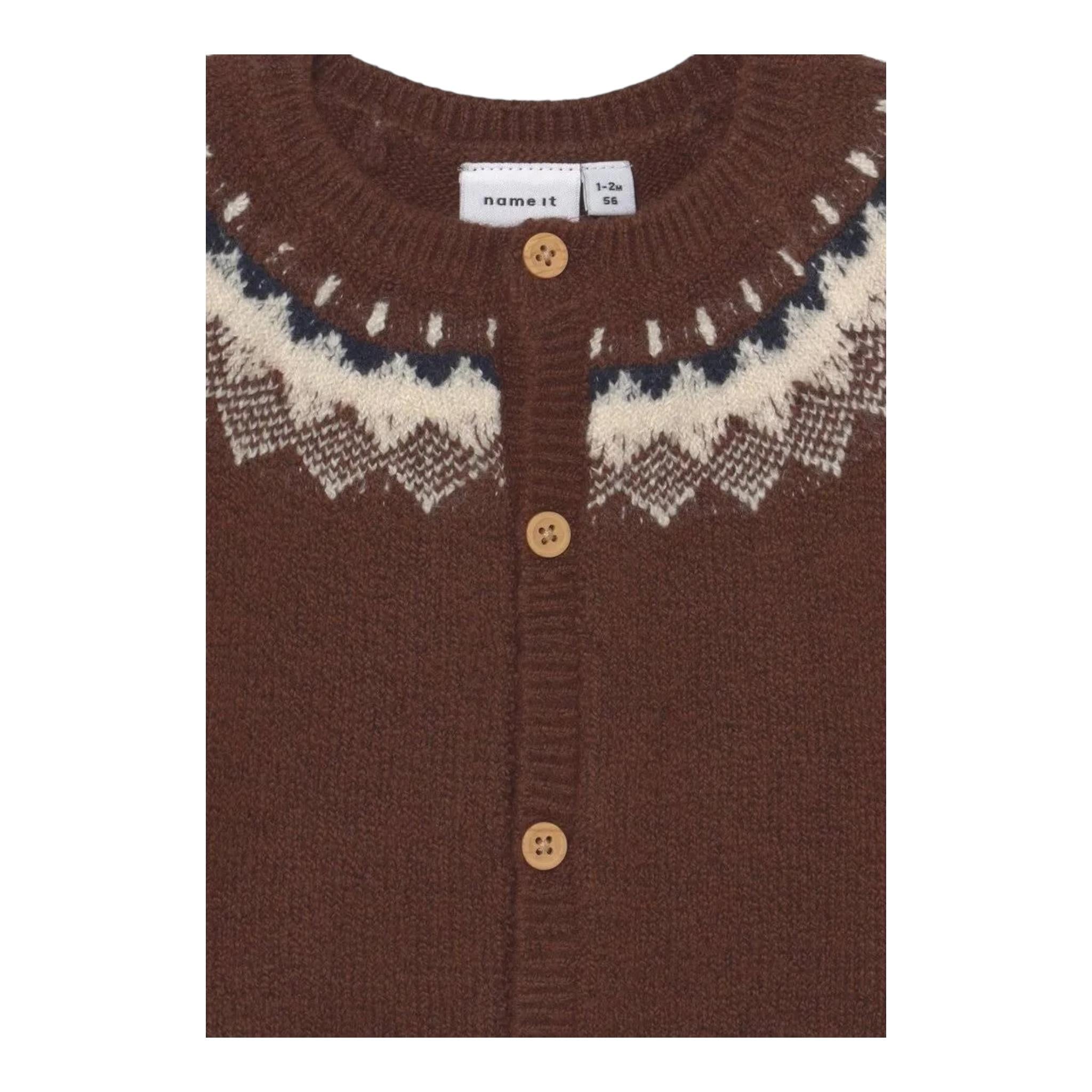 NAME.IT cardigan tinta unita con ricami Marrone per Neonato 13193191 MARRONE NAME.IT
