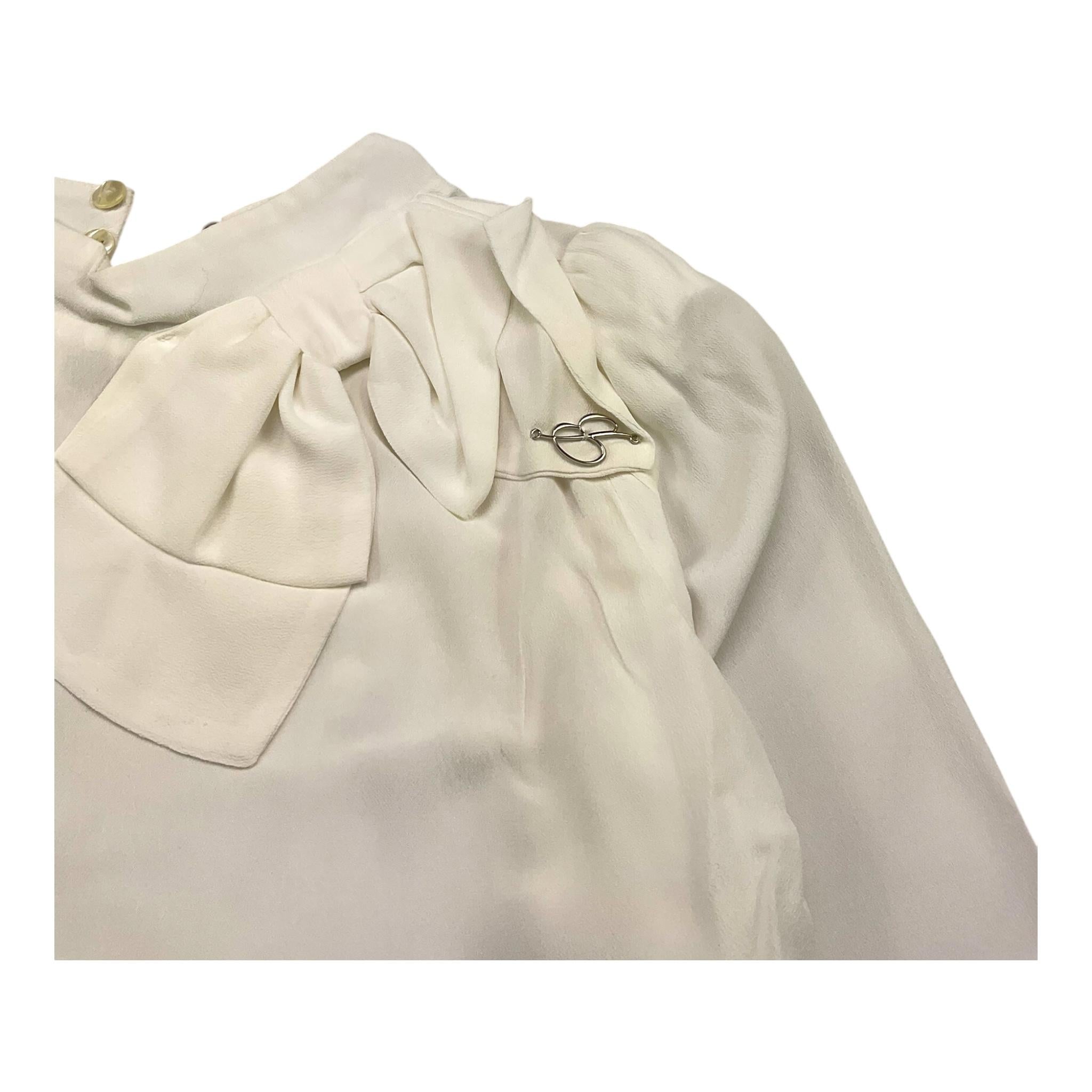MISS BLUMARINE camicia manica lunga tinta unita con fiocco Panna per Bambina IF4112 PANNA MISS BLUMARINE