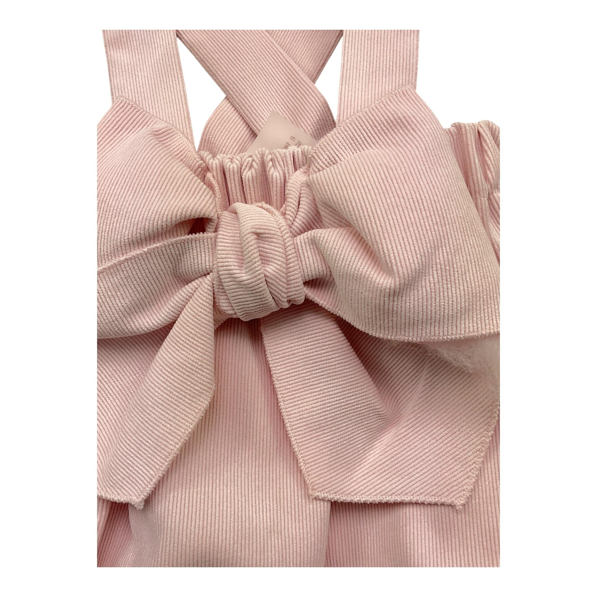 LA STUPENDERIA salopette tinta unita con fiocco Rosa per Neonata TBCU52 ROSA LA STUPENDERIA