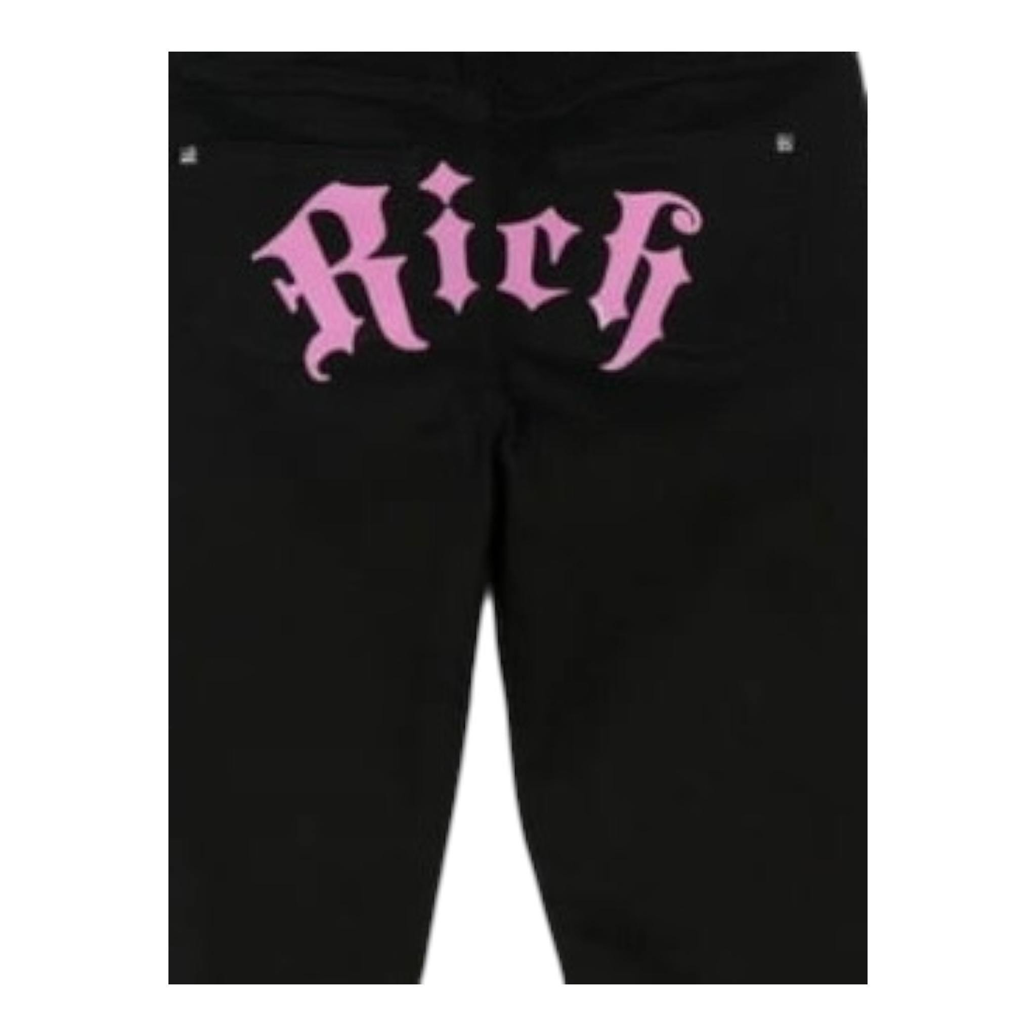 JOHN RICHMOND jeans tinta unita con stampa Nero per Bambina RGA24130JEXXX NERO JOHN RICHMOND