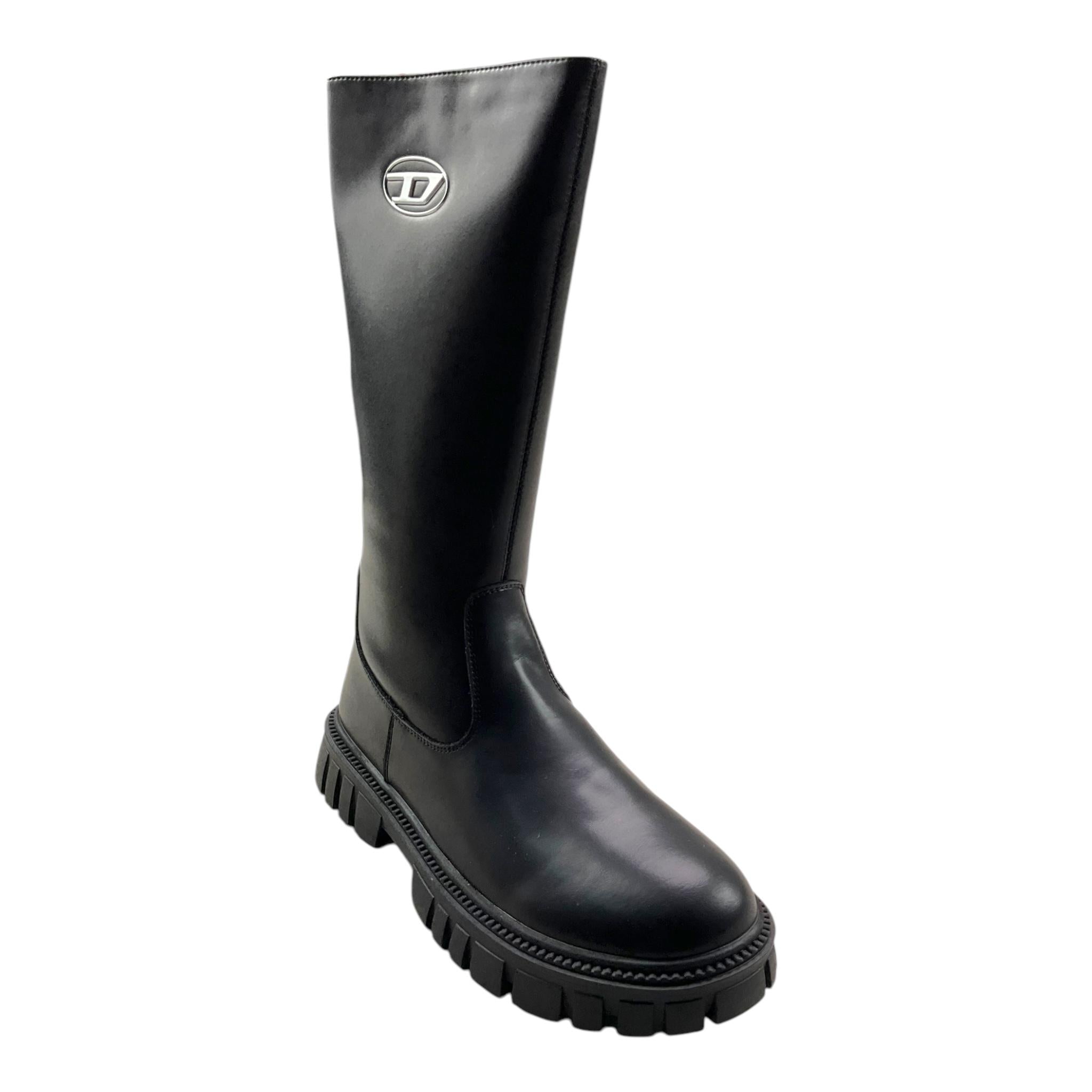 DIESEL stivale alto tinta unita con logo Nero per Bambina BC0573 NERO DIESEL