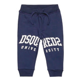 DSQUARED2 pantalone tuta tinta unita con logo Blu per Neonato DQ2498 BLU DSQUARED2