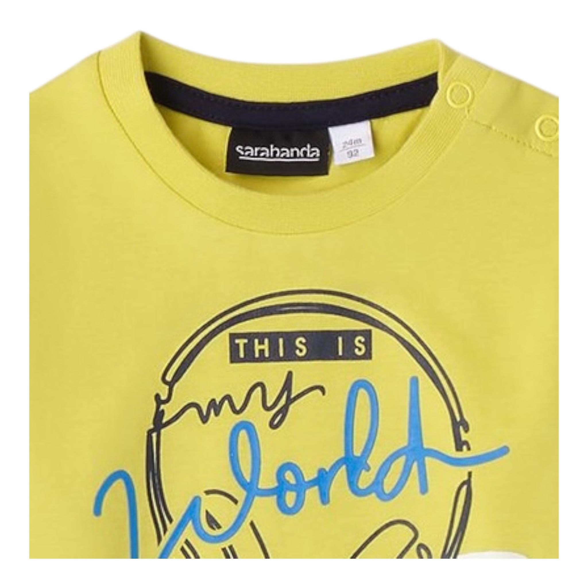 SARABANDA shirt girocollo tinta unita con stampa Verde acido per Neonato A011 VERDE ACIDO SARABANDA
