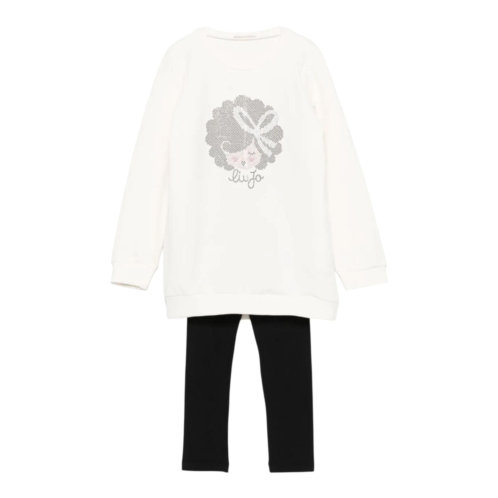 LIU JO completo 2pz felpa-leggins bicolore Panna/nero per Bambina KF4024XX PANNA/NERO LIU JO
