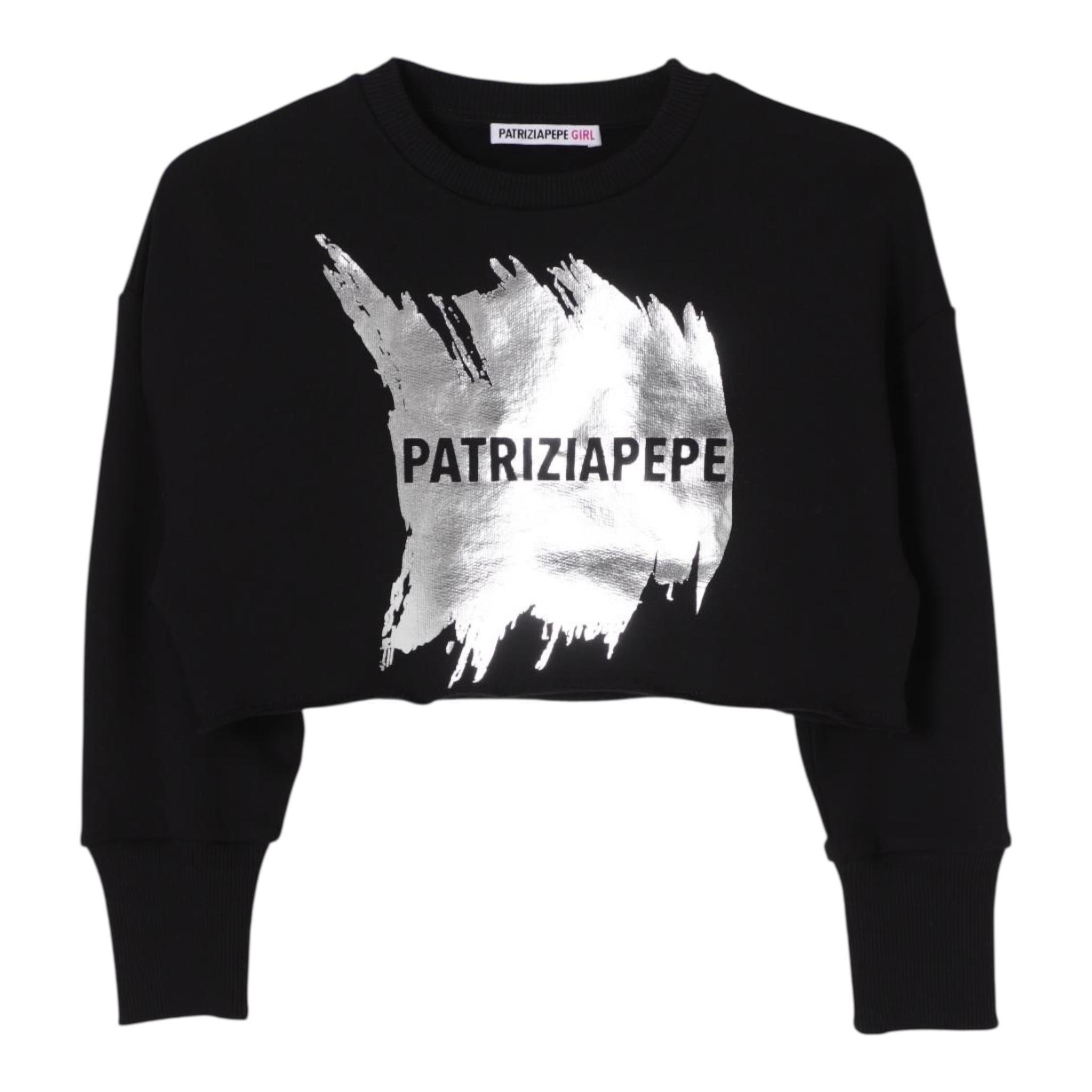 PATRIZIA PEPE felpa chiusa girocollo tinta unita cn logo Nero per Bambina 7M0871X NERO PATRIZIA PEPE