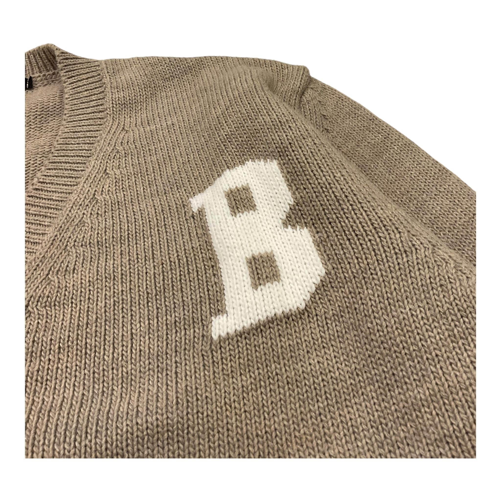 I'M BRIAN cardigan tinta unita con bottoni e stampa Sabbia per Bambino MA3009J SABBIA I'M BRIAN