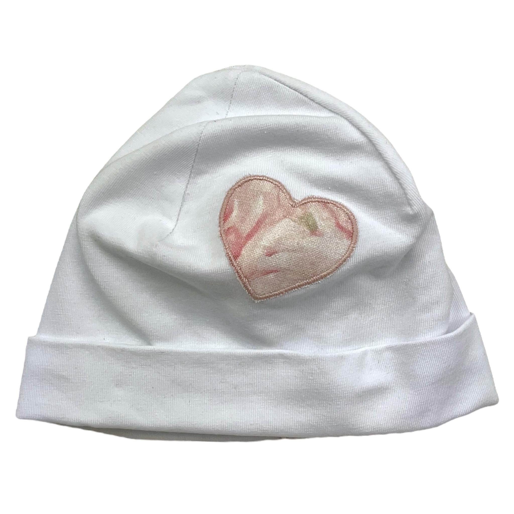 MARLU' cappello tinta unita con stampa Bianco per Neonata EP2973 BIANCO MARLU'