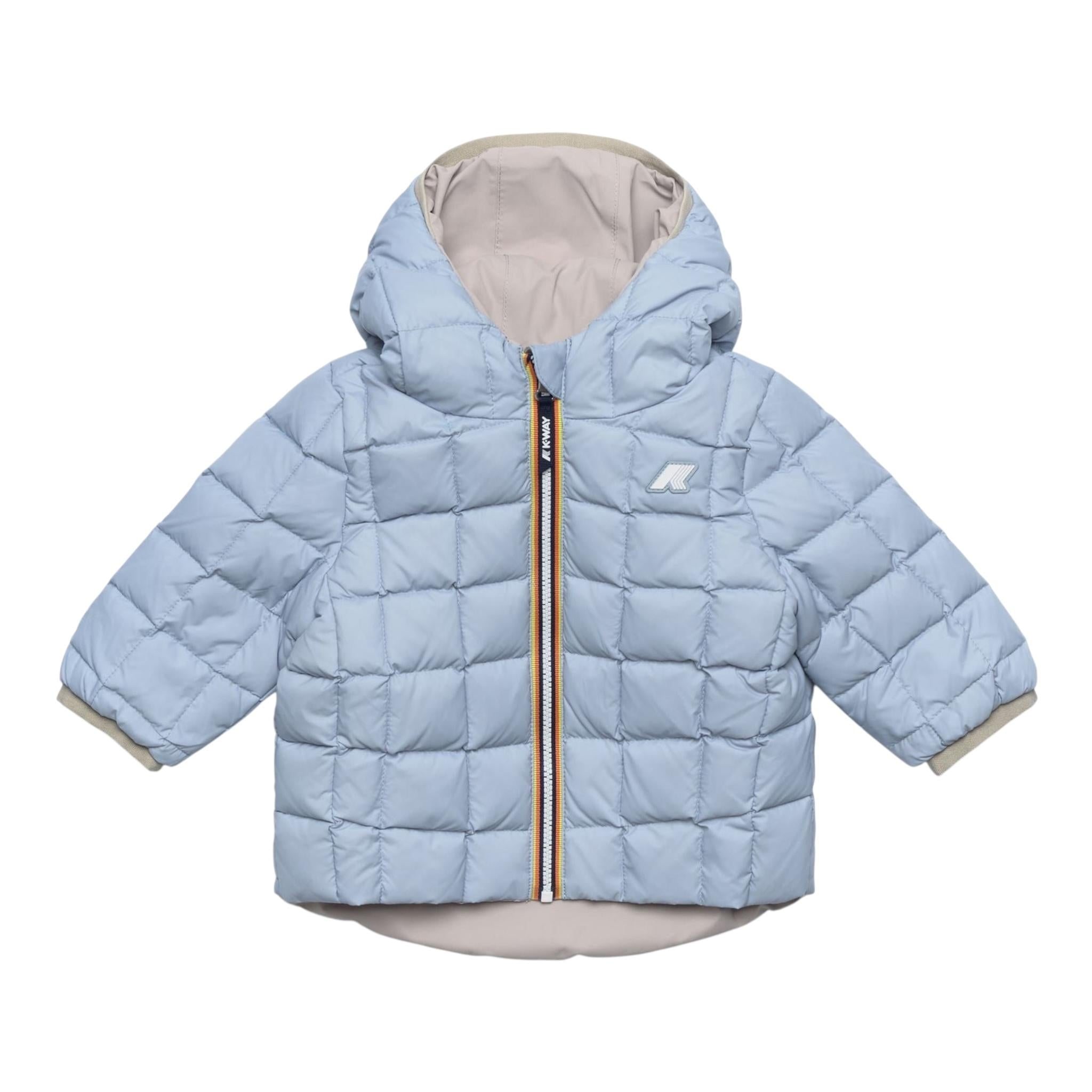 K-WAY giubbino reversibile con zip e cappuccio bicolore Beige/azzurro per Neonato K7132PWOXX BEIGE/AZZURRO K-WAY