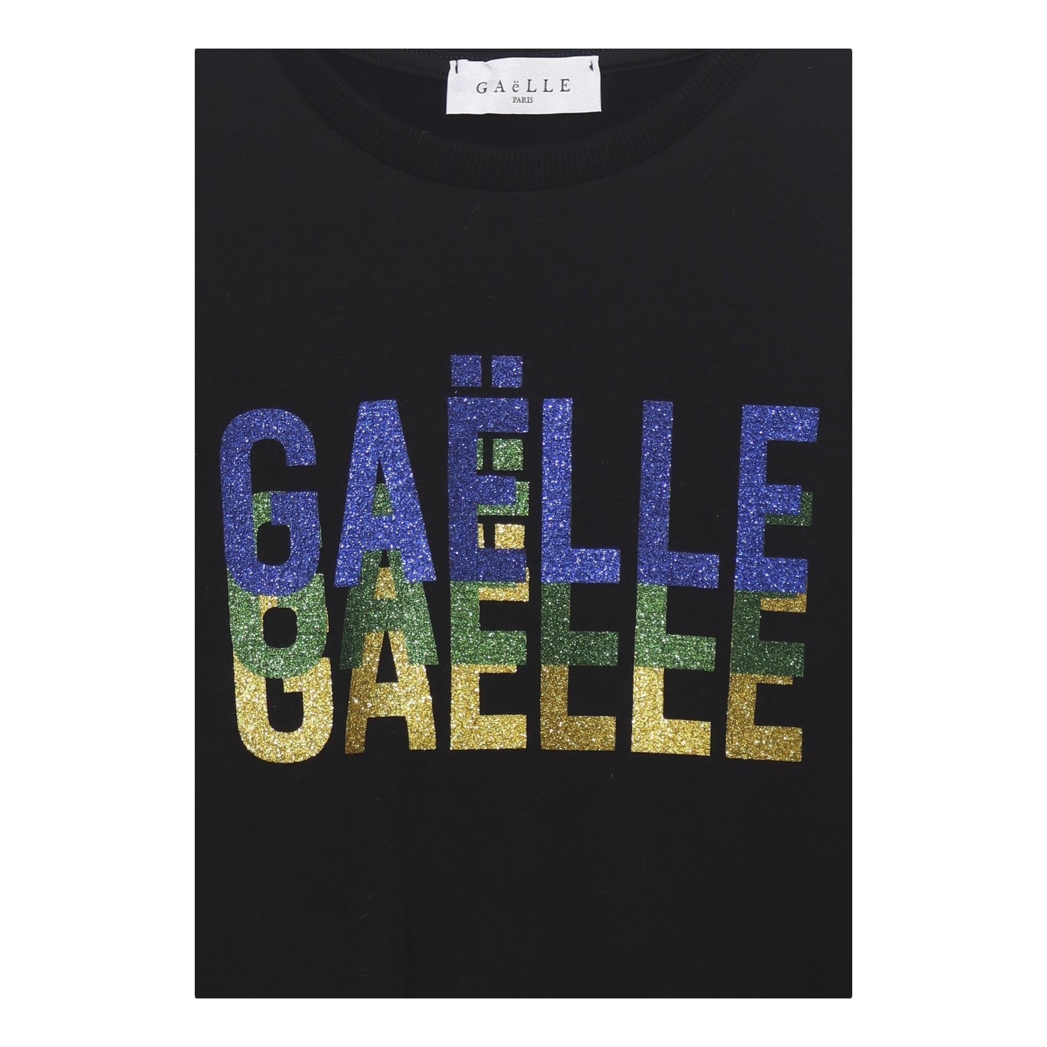 GAELLE felpa chiusa girocollo tinta unita con stampa glitterata Nero per Bambina 2741F00341 NERO GAELLE
