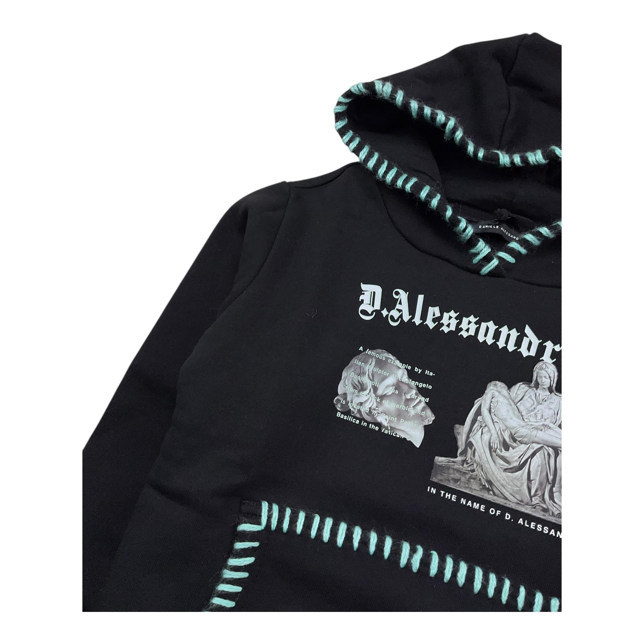 DANIELE ALESSANDRINI felpa chiusa con cappuccio tinta unita con logo Nero per Bambino 1231F0009 NERO DANIELE ALESSANDRINI