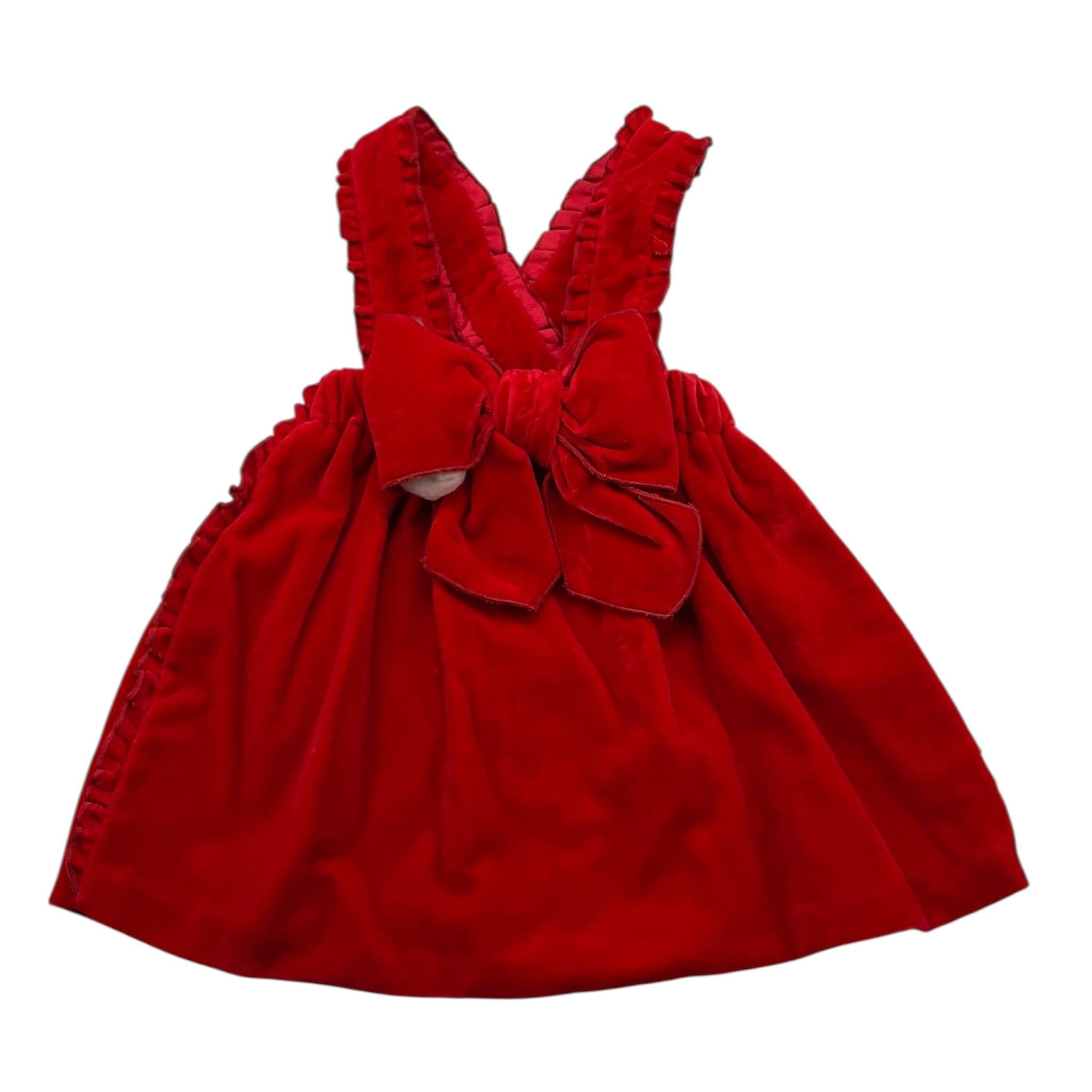 LA STUPENDERIA salopette tinta unita con fiocco Rosso per Neonata TBGN52X ROSSO LA STUPENDERIA